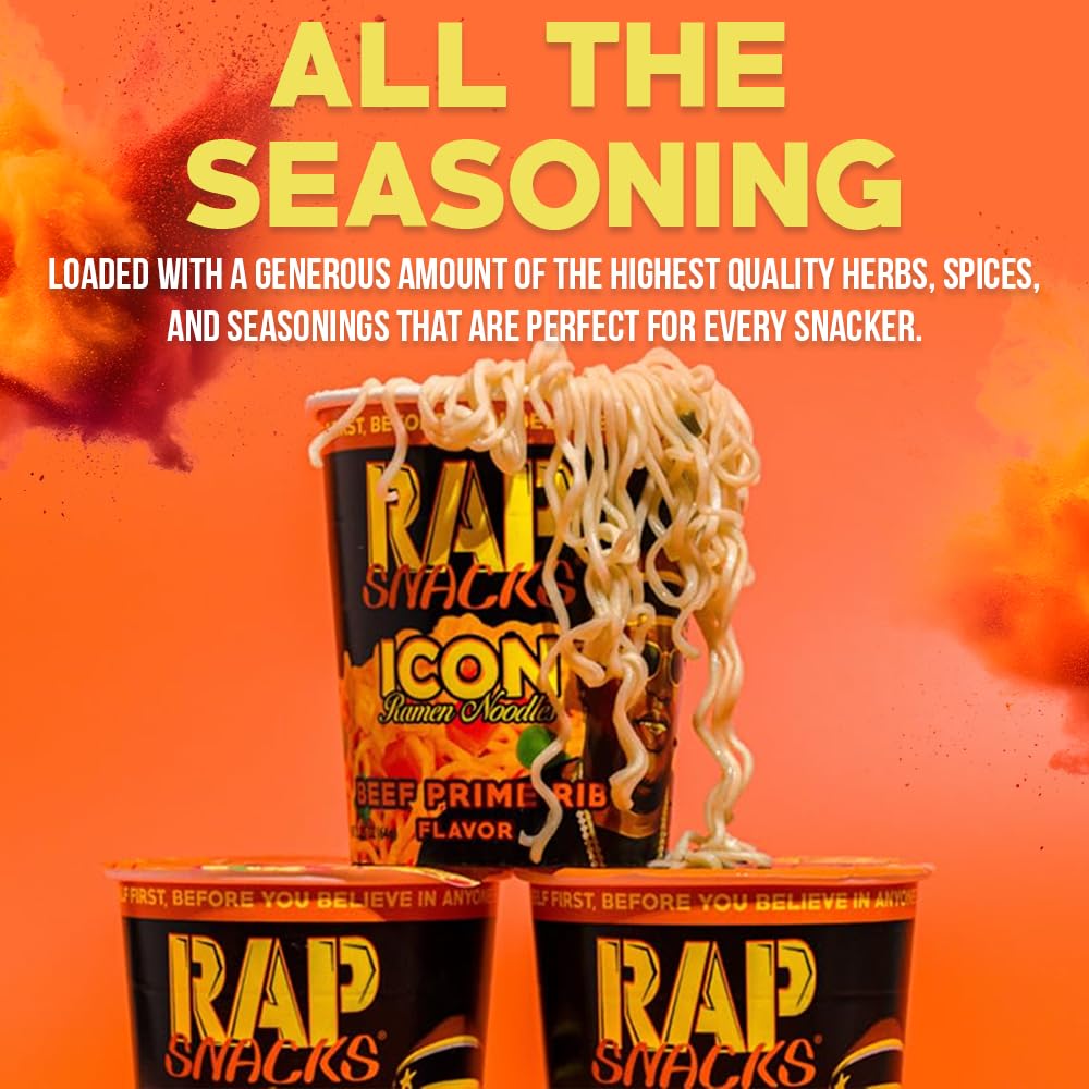 Rap Snacks Creamy Chicken Gumbo ICON Ramen Noodles - Master P Pack of 12 - Instant Noodles for Quick Meals, Snacks & Emergency Food Supply