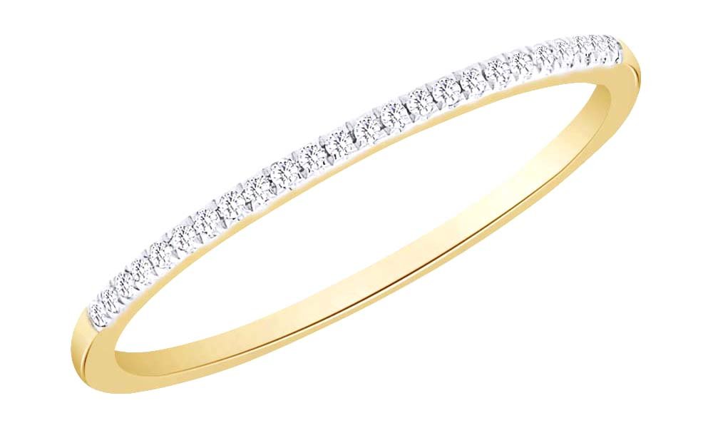 0.06 Cttw Round Cut White Natural Diamond Half Eternity Band Ring - 10K Solid Gold Wedding Ring for Women, Anniversary Gift, Bridal Jewelry