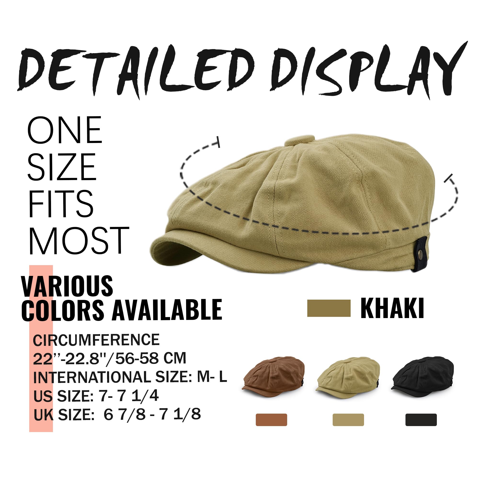 CLAPE Classic 8-Panel Cotton Flat Ivy Driving Hat - Newsboy Cap, Golf Cabbie Beret for Men & Women - Perfect for Driving, Golfing, and Casual Outfits