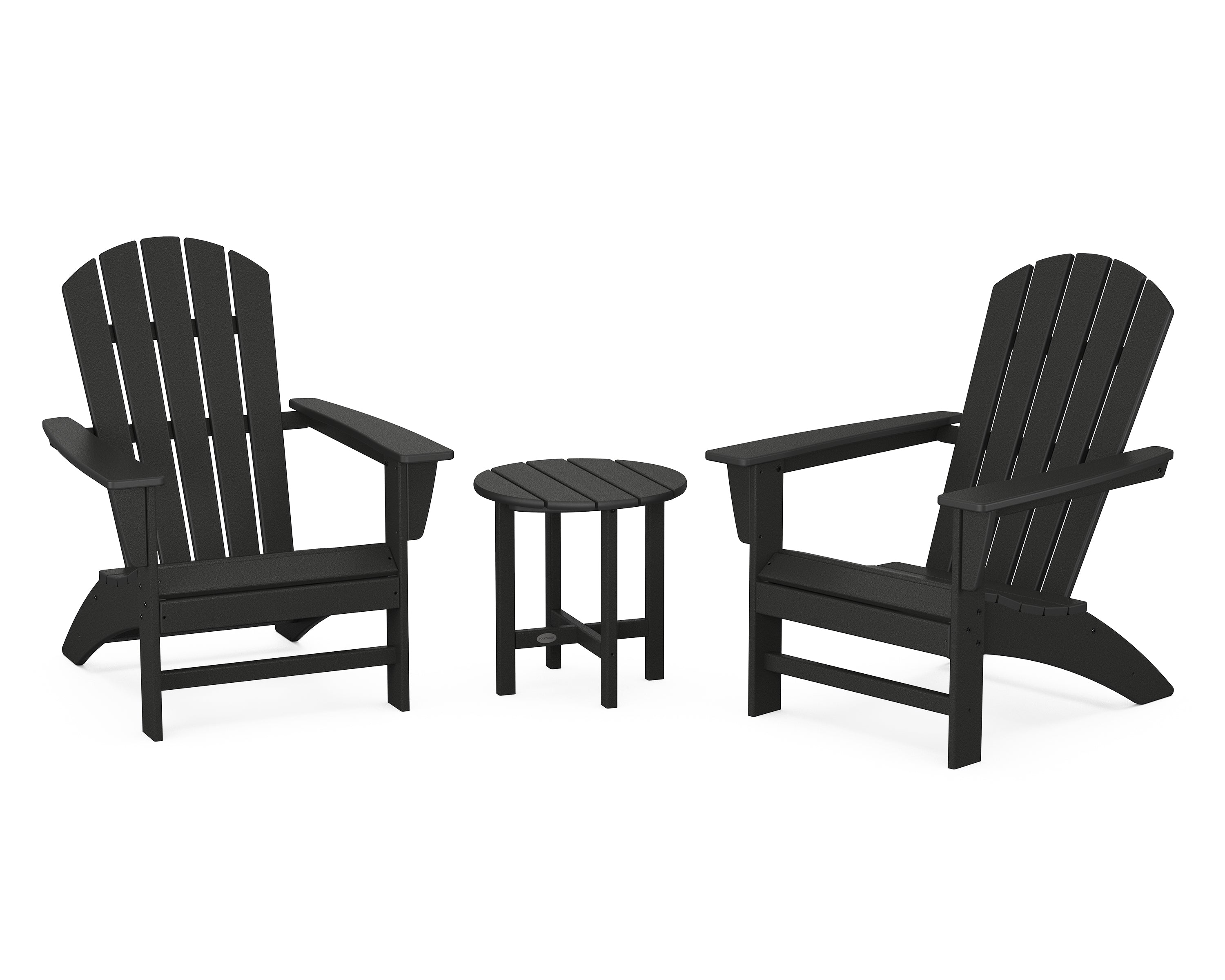 POLYWOOD Nautical 3-Piece Adirondack Chair Set - Durable Outdoor Furniture for Patio, Poolside & Beach - All-Weather Resin Wicker Chairs with Side Table
