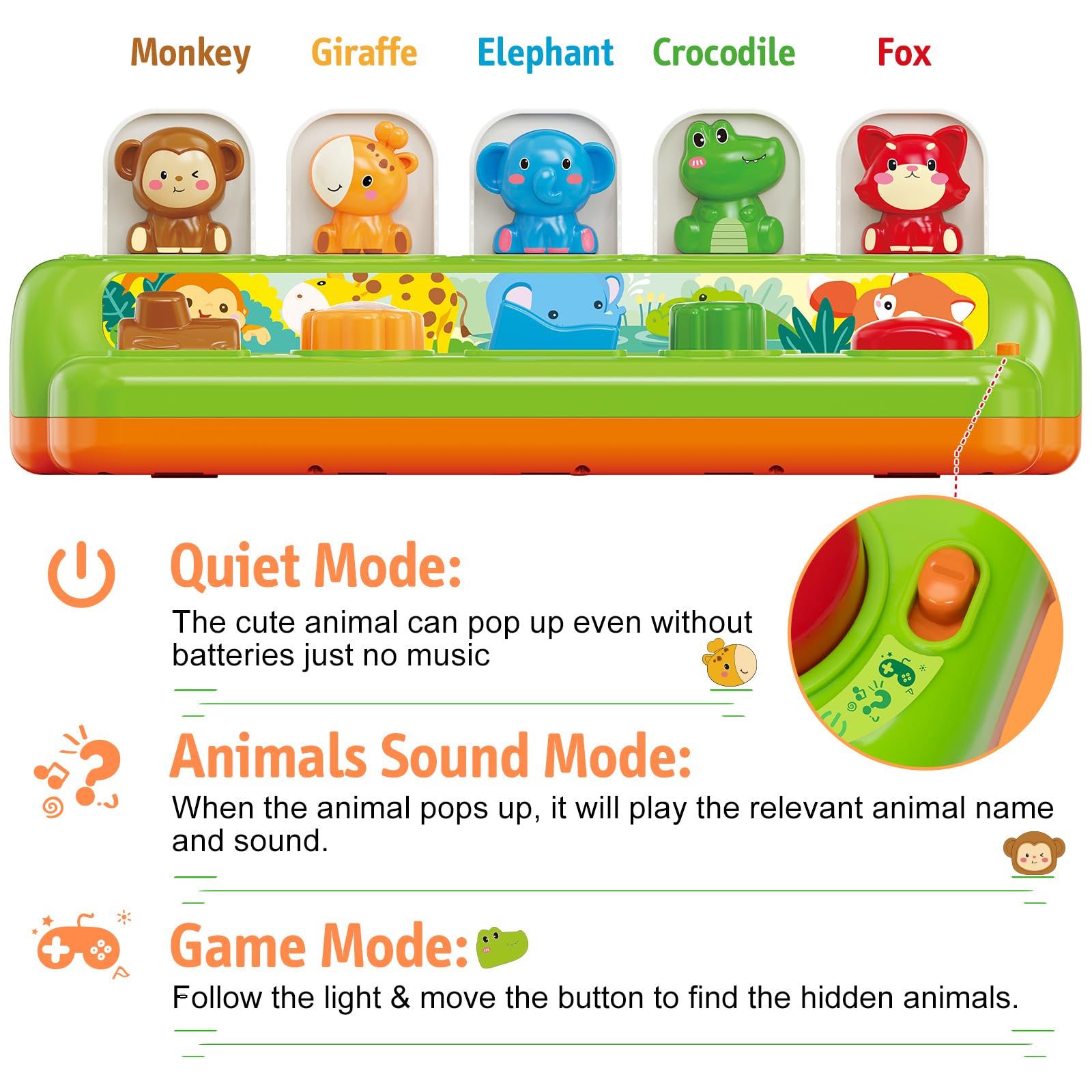 Interactive Pop Up Toys for Babies & Toddlers 9-18 Months - Montessori Cause and Effect Learning Toys with Music & Lights - STEM Educational Gift for 1 Year Old Boys & Girls - Perfect for Early Childhood Development and Sensory Play