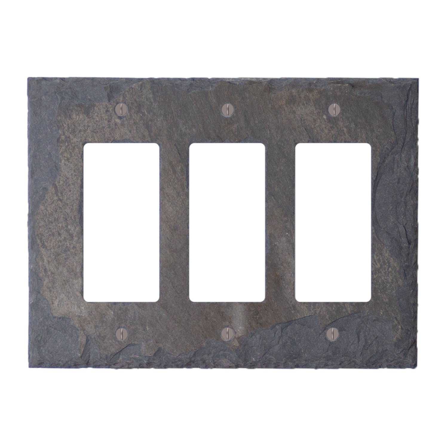 Decorative 3 Gang GFCI Rocker Switch Plate Cover - Recycled Vermont Slate Wall Plate (6.75