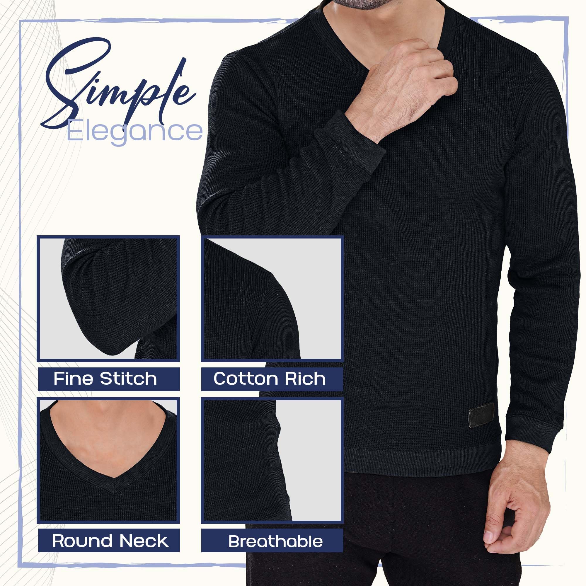 Men's Long Sleeve Waffle Thermal Shirt - Soft Knit Sweater & Comfortable Sweatshirt for Winter - Perfect for Outdoor Activities, Camping, and Casual Wear
