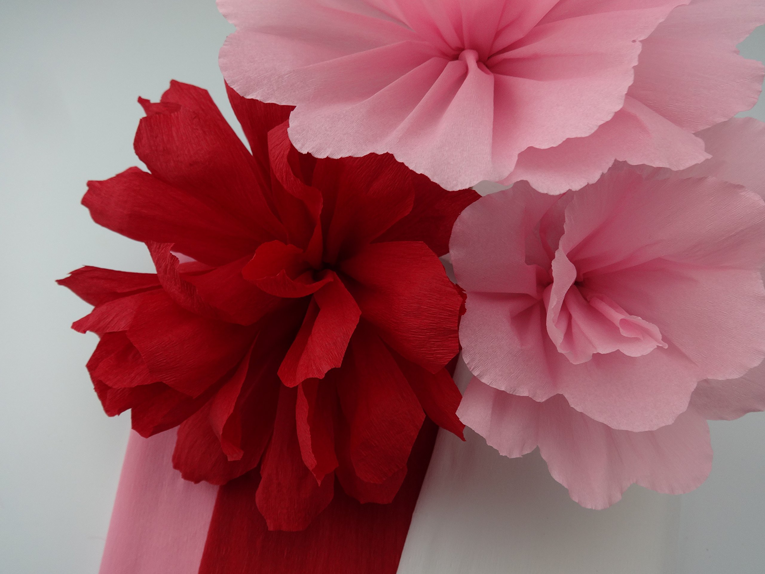 Valentine's Day Crepe Paper Streamers - Red, Pink & White Decorative Rolls for Party Decorations, DIY Crafts, and Gift Wrapping