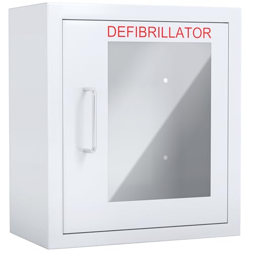 Wall Mount AED Cabinet with Metal Steel Plate & Magnet Lock - 14 x 7.9 x 14.2 Inch Defibrillator Storage for Home, Office & Nursing Home - Perfect for Emergency Preparedness & Medical Equipment Organization