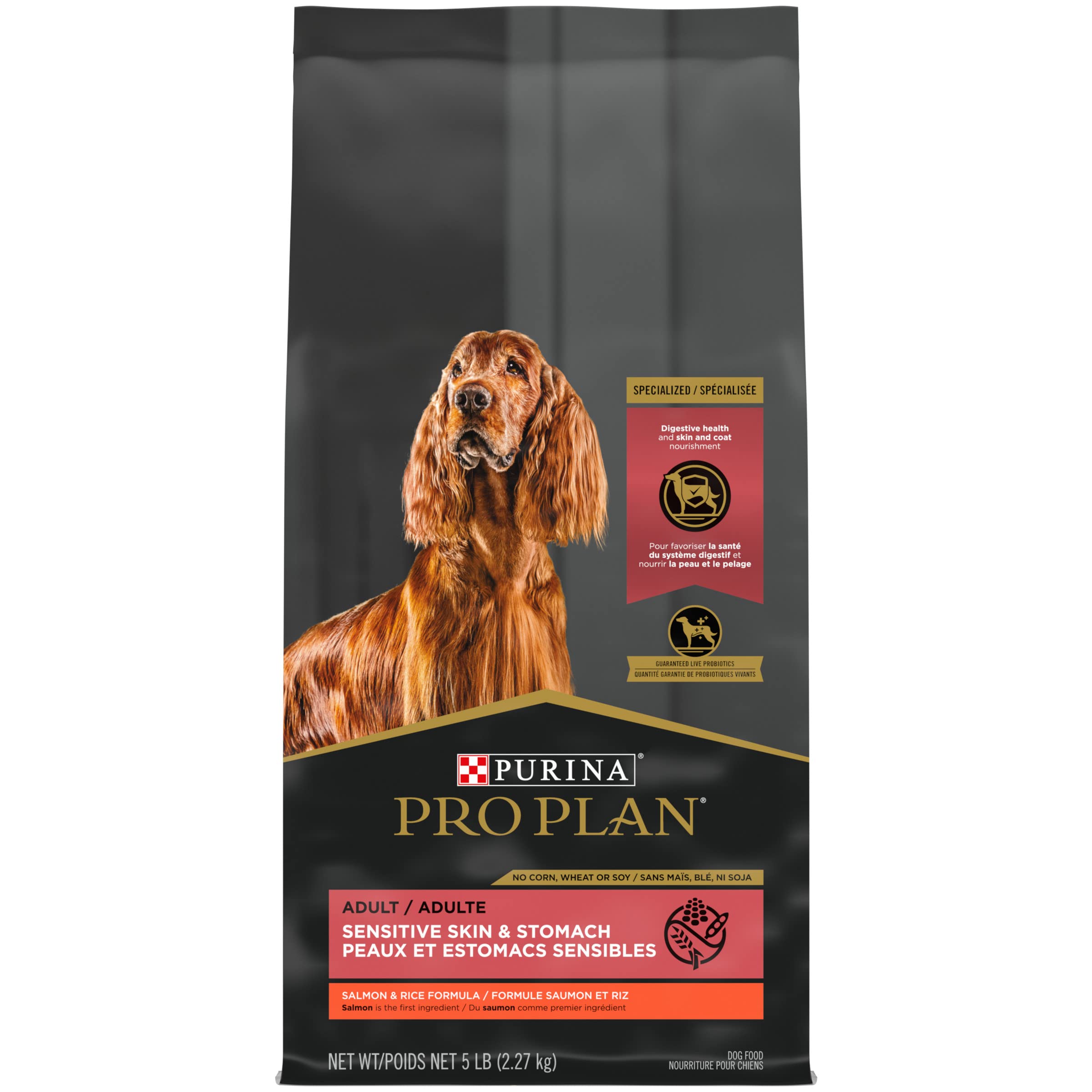 Purina Pro Plan Sensitive Skin & Stomach High Protein Dry Dog Food - Salmon & Rice Formula for Adult Dogs with Digestive Care - Perfect for Dogs with Allergies & Sensitive Stomachs at Home or Travel