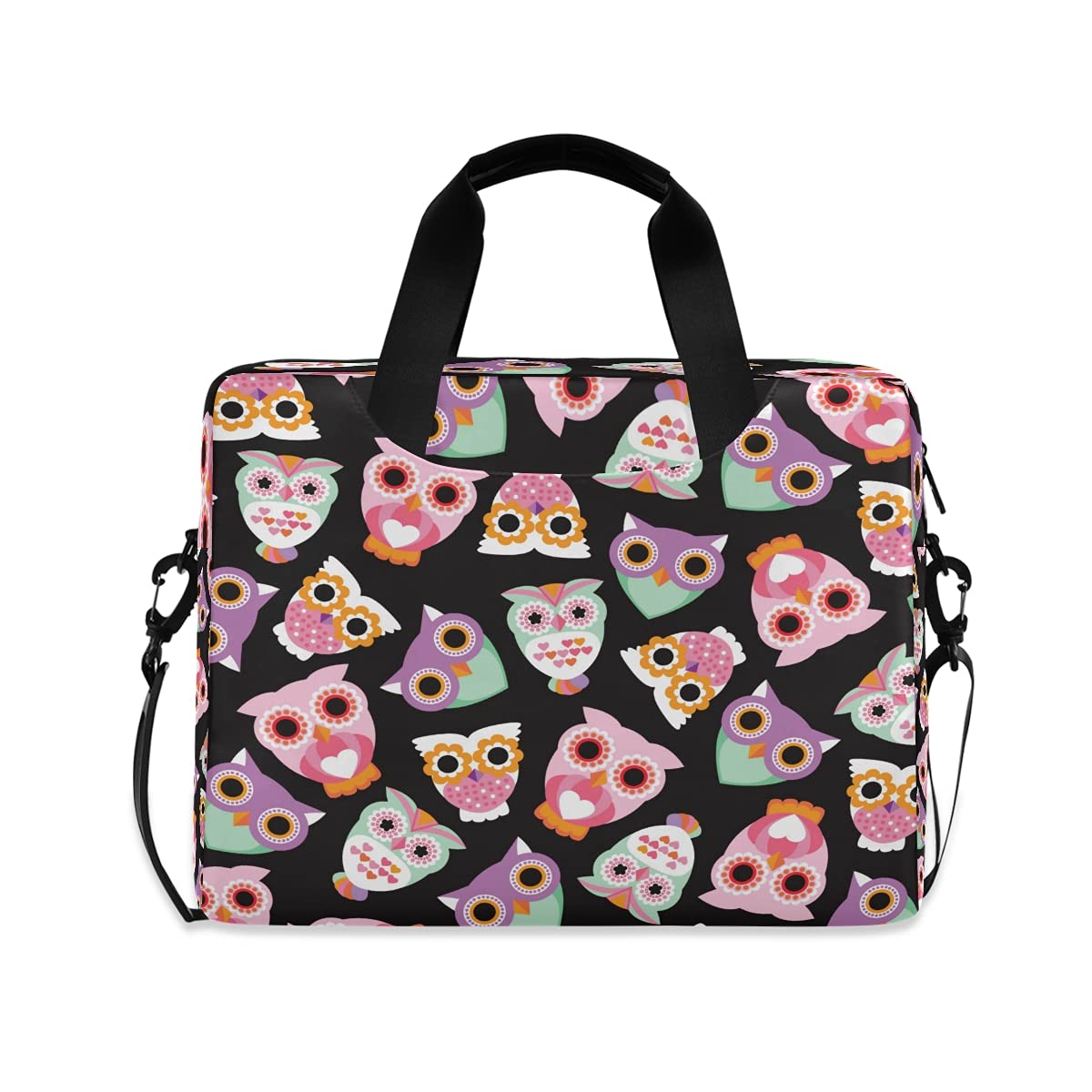 15.6 Inch Cute Owl Print Laptop Messenger Bag with Adjustable Shoulder Strap - Lightweight Durable Computer Case for Men & Women - Perfect for Work, School, Travel & Business Trips