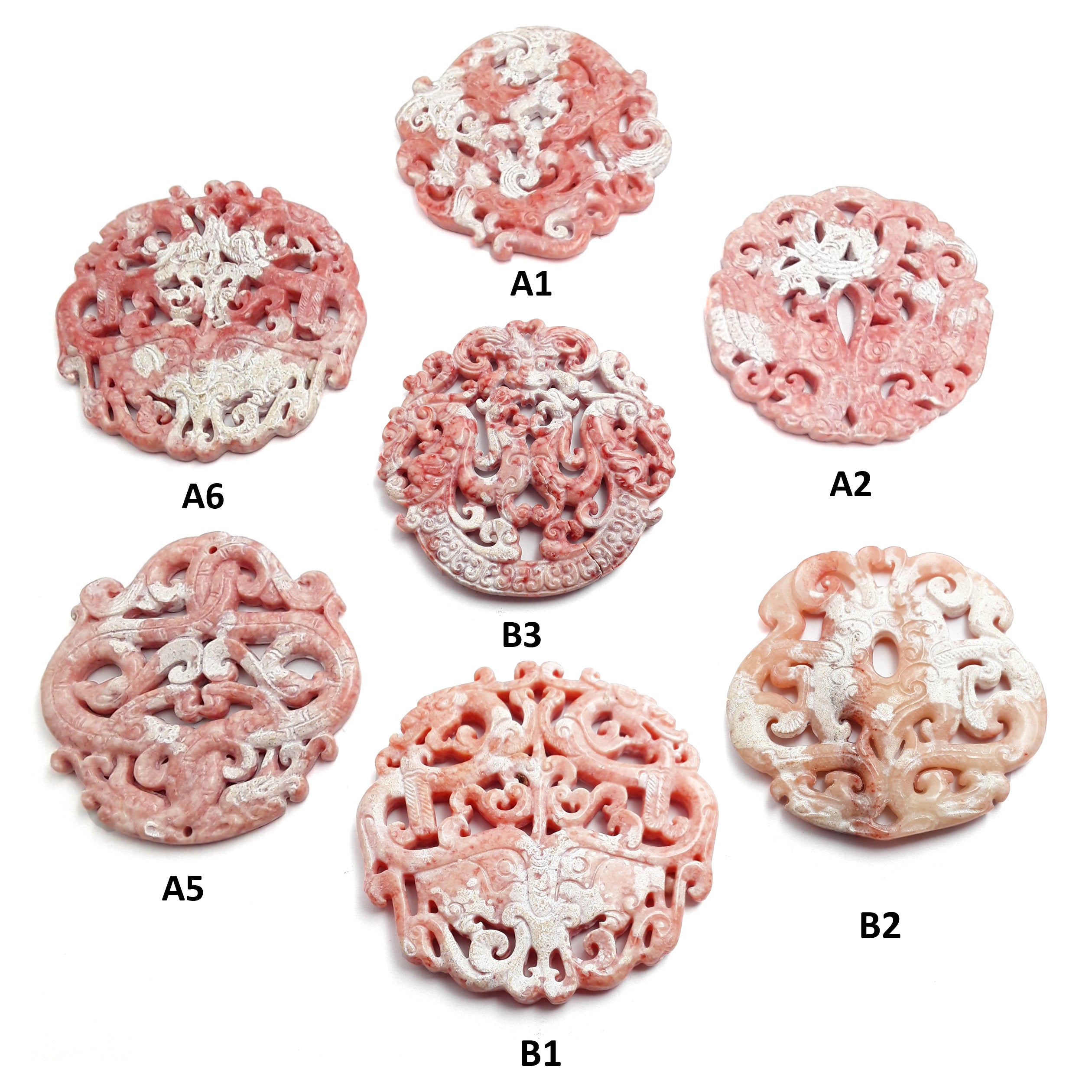 Exquisite Pink & White Jade Hand-Carved Chinese Pendant Necklace - 68mm to 74mm - Authentic Feng Shui Jewelry for Women - Perfect for Meditation, Gifts & Spiritual Healing