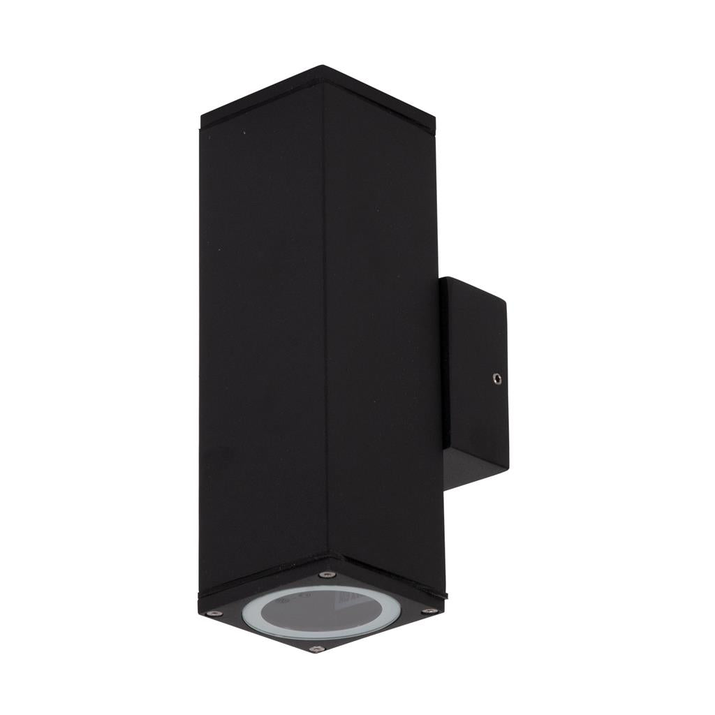 Alpha 2 x 6W GU10 Up/Down Wall Light - Adjustable Black LED Spotlight for Indoor/Outdoor Home & Garden Lighting
