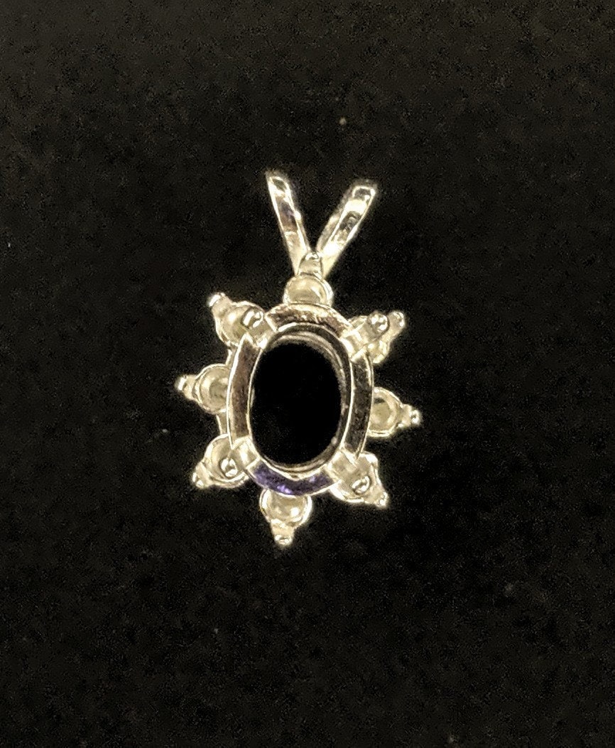 Solid Sterling Silver or 14kt Gold 5x3mm & 10x8mm Oval Cluster Pendant Setting with Accent - Handcrafted in USA | Perfect for Necklaces, Jewelry Making & Gift Giving