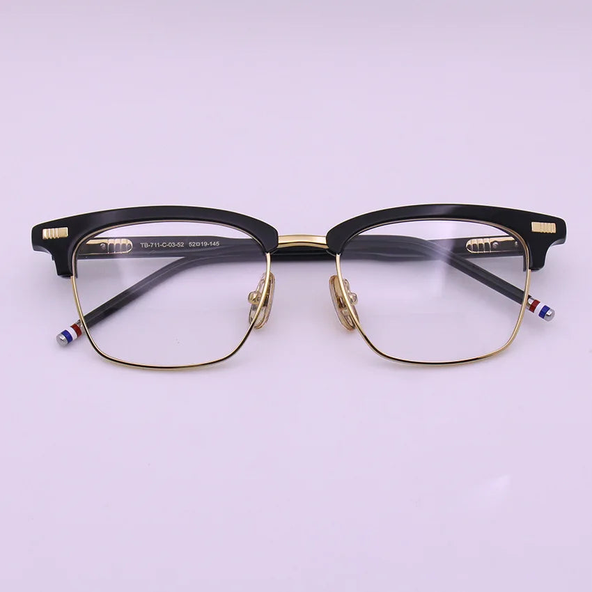 Stylish Black Unisex Full Rim Browline Square Acetate Eyeglasses BM BT711 - Perfect for Work, Reading & Fashion Accessories