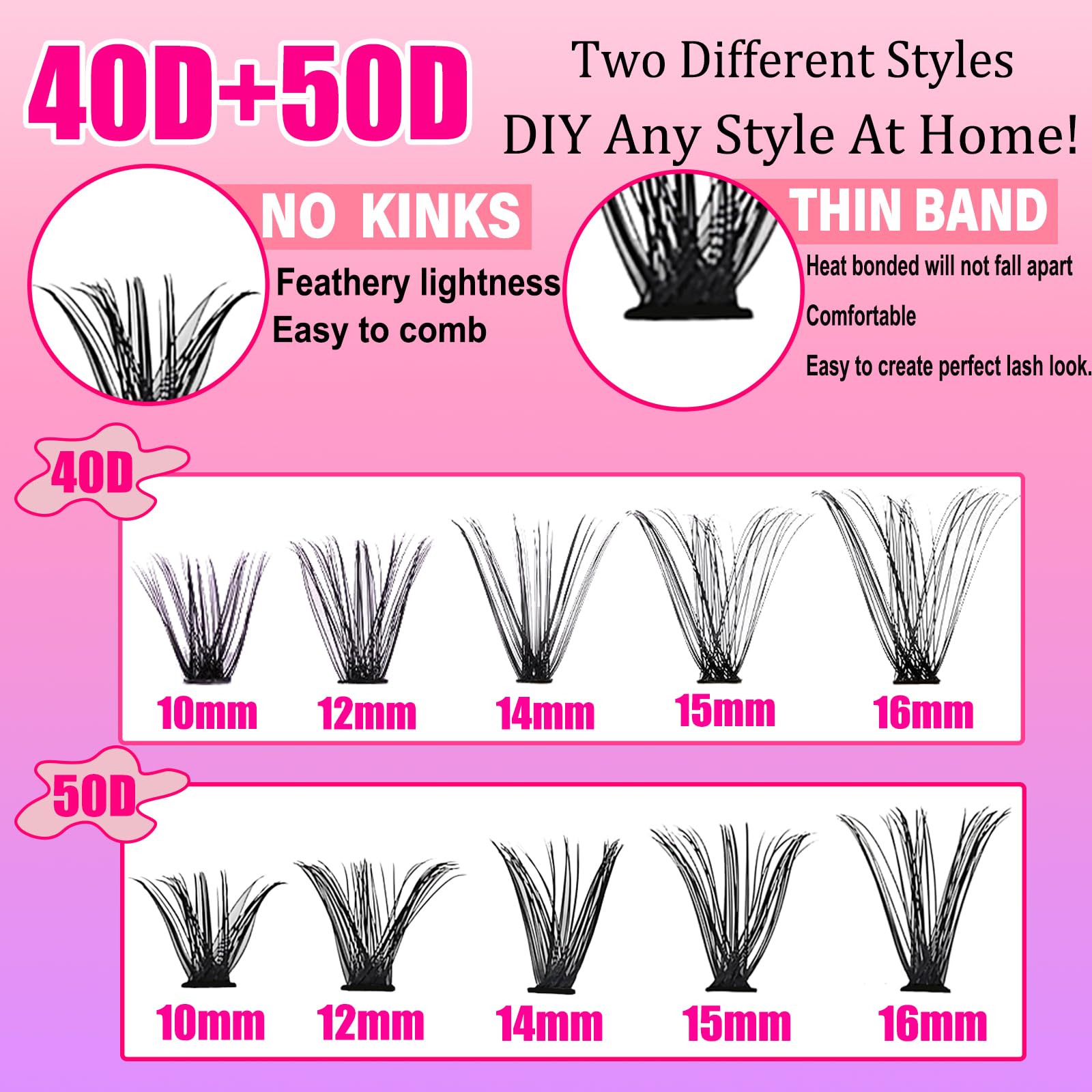 280Pcs DIY Lash Clusters - 40D & 50D Mix, 10-16MM Wispy Fluffy Individual Eyelash Extensions with C/D Curl & Thin Band for Natural Look | Perfect for Home Use, Parties & Special Occasions by TIMELABS