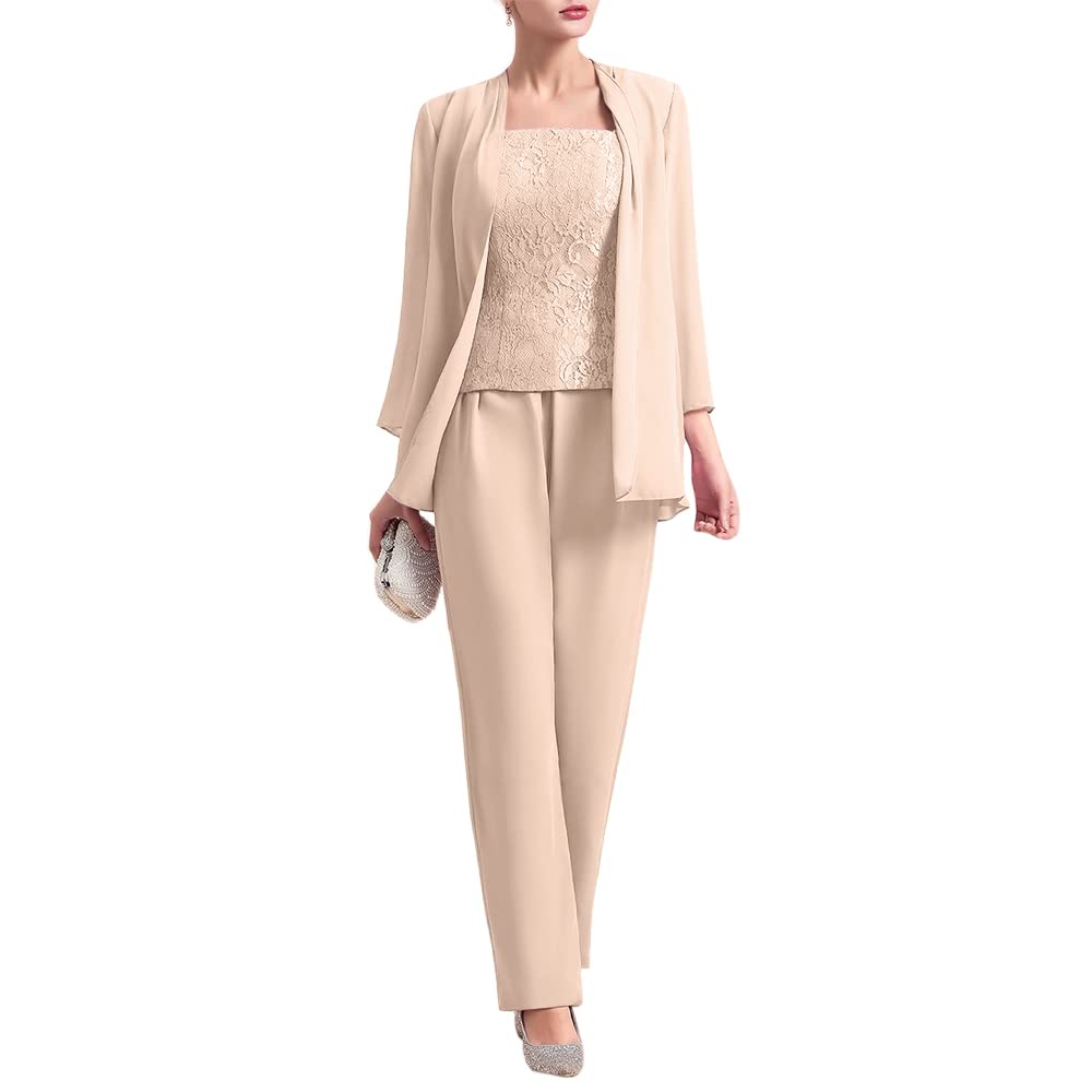 Elegant Zongqiven Women's 3-Piece Chiffon Pantsuit Set with Lace Details - Mother of the Bride Dress, Wedding Guest Outfit & Formal Evening Wear for Special Occasions