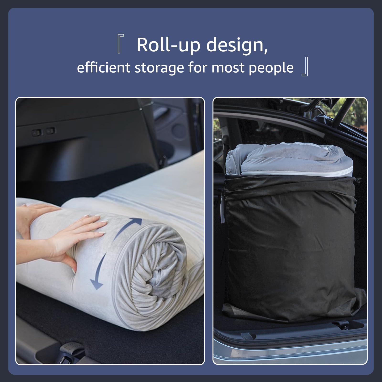 Upgraded Memory Foam Camping Mattress - Portable Foldable Car Mattress with Storage Bag & Sheet for Tesla Model Y & Model 3 | Back Seat Sleeping Bed for Camping, Road Trips & Travel