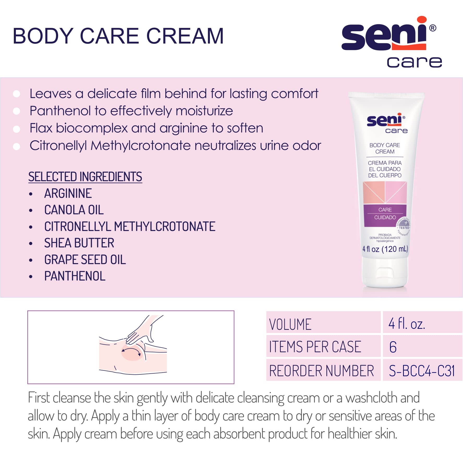 Seni Care Skin Protectant Cream 4oz - 6 Pack for Dry Skin Care & Moisturizing