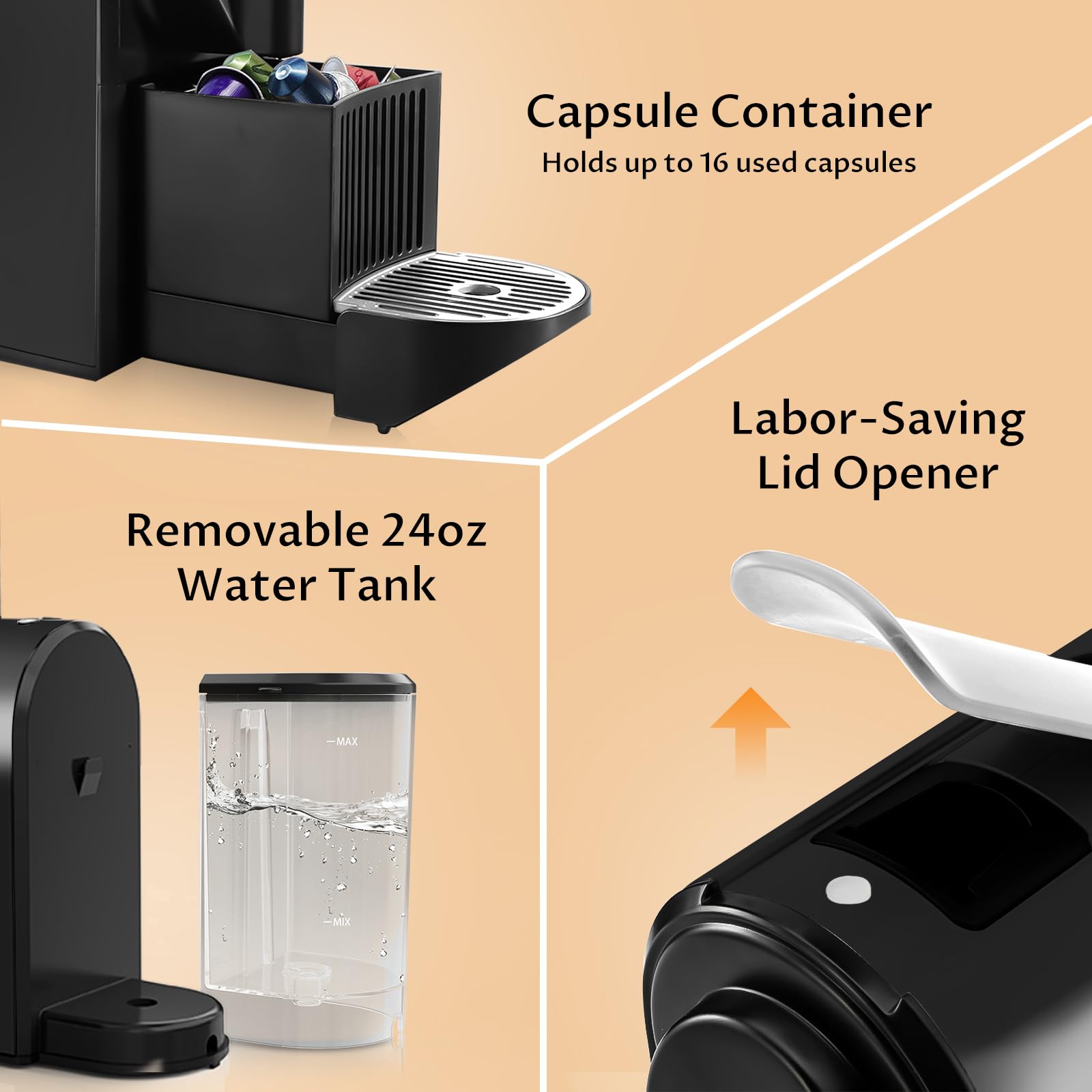 CHULUX Bafè-Pro Espresso Machine - Mini Single Serve Coffee Maker for Nespresso Original Capsules, 20 Bar Italian Pump for Home Espresso & Lungo - Perfect for Small Kitchens, Offices & Coffee Lovers (Black)