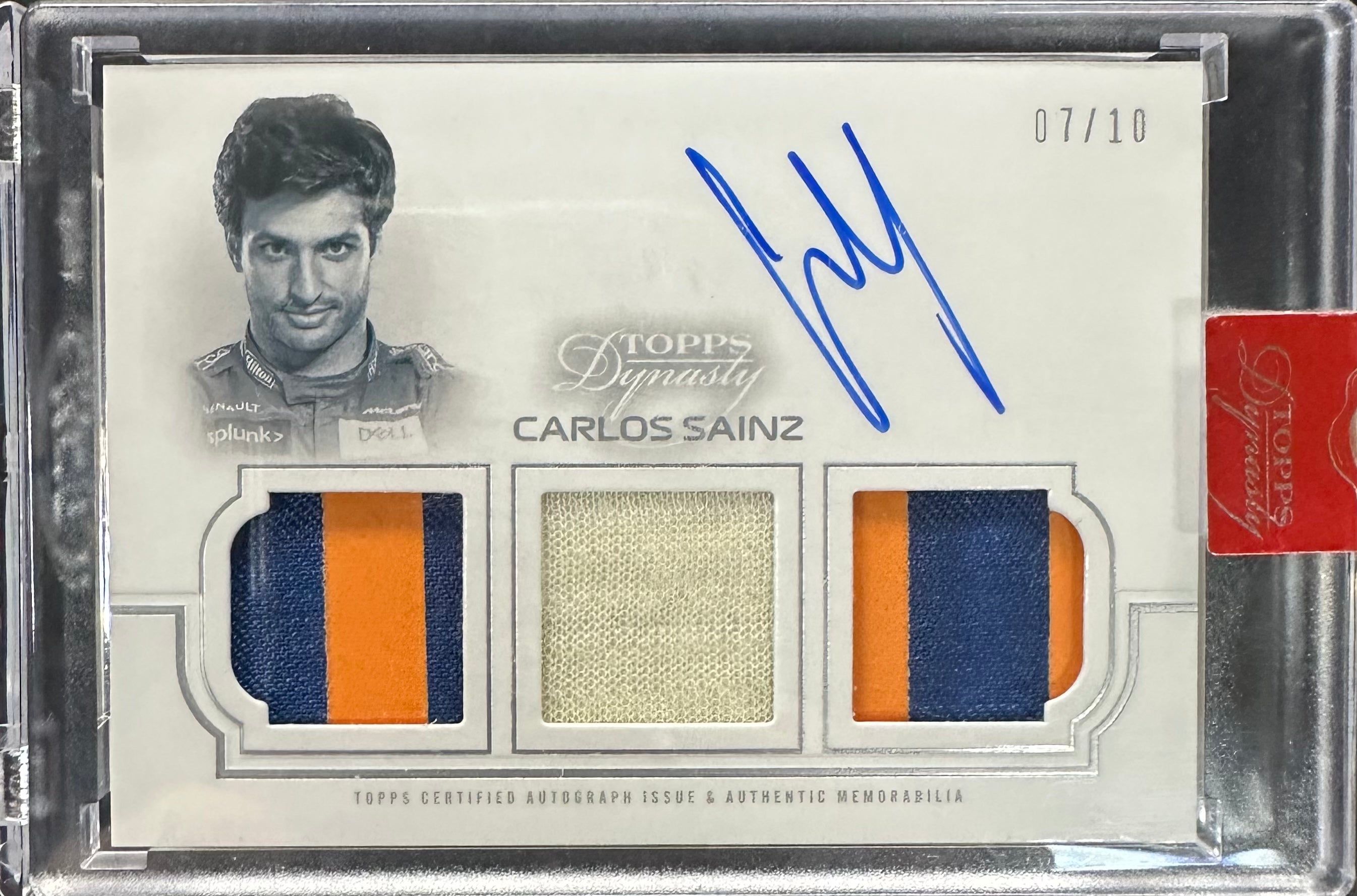 2020 Topps Dynasty F1 Carlos Sainz #TRA CS Triple Relic Autograph 07/10 Silver - Rare Collectible for F1 Fans & Sports Memorabilia Enthusiasts