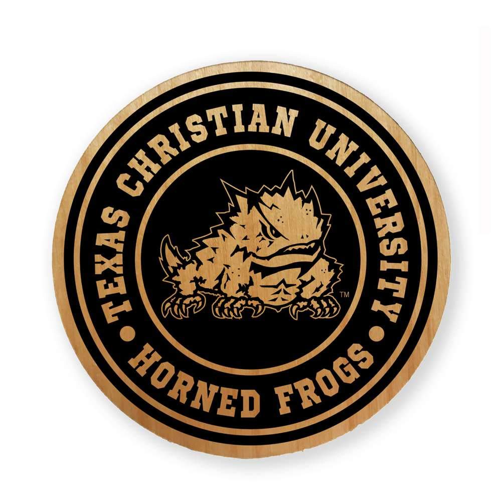 NCAAlderwood Round Coasters Set of 4 - Premium Wood Drink Coasters for Beer, Wine & Coffee - Perfect for Home Bar, Office & Game Day Entertaining
