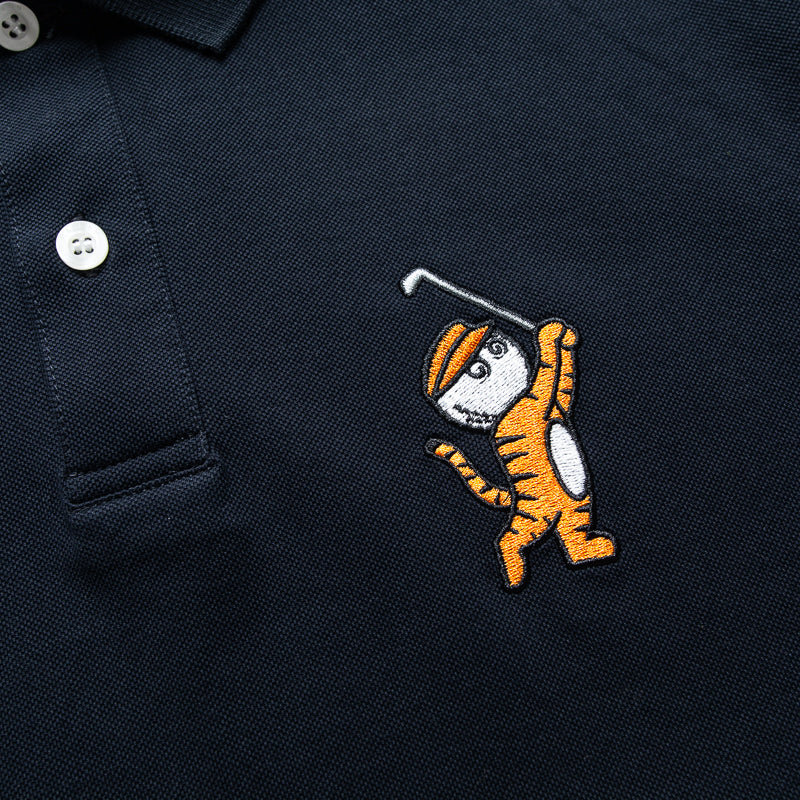 Malbon Golf Tiger Buckets Polo Shirt for Men - Navy Blue Performance Golf Shirt - Perfect for Golfing, Casual Wear & Outdoor Activities