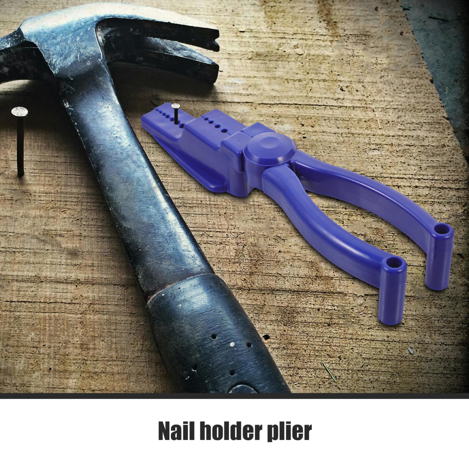Gadpiparty 4-Piece Nail Clamp Pliers Set with Nail Holes - Heavy Duty Nail Holder Pliers for Hammering, Nailing, and Fixing - Protective Guide Tool for Woodworking, Carpentry, and DIY Projects