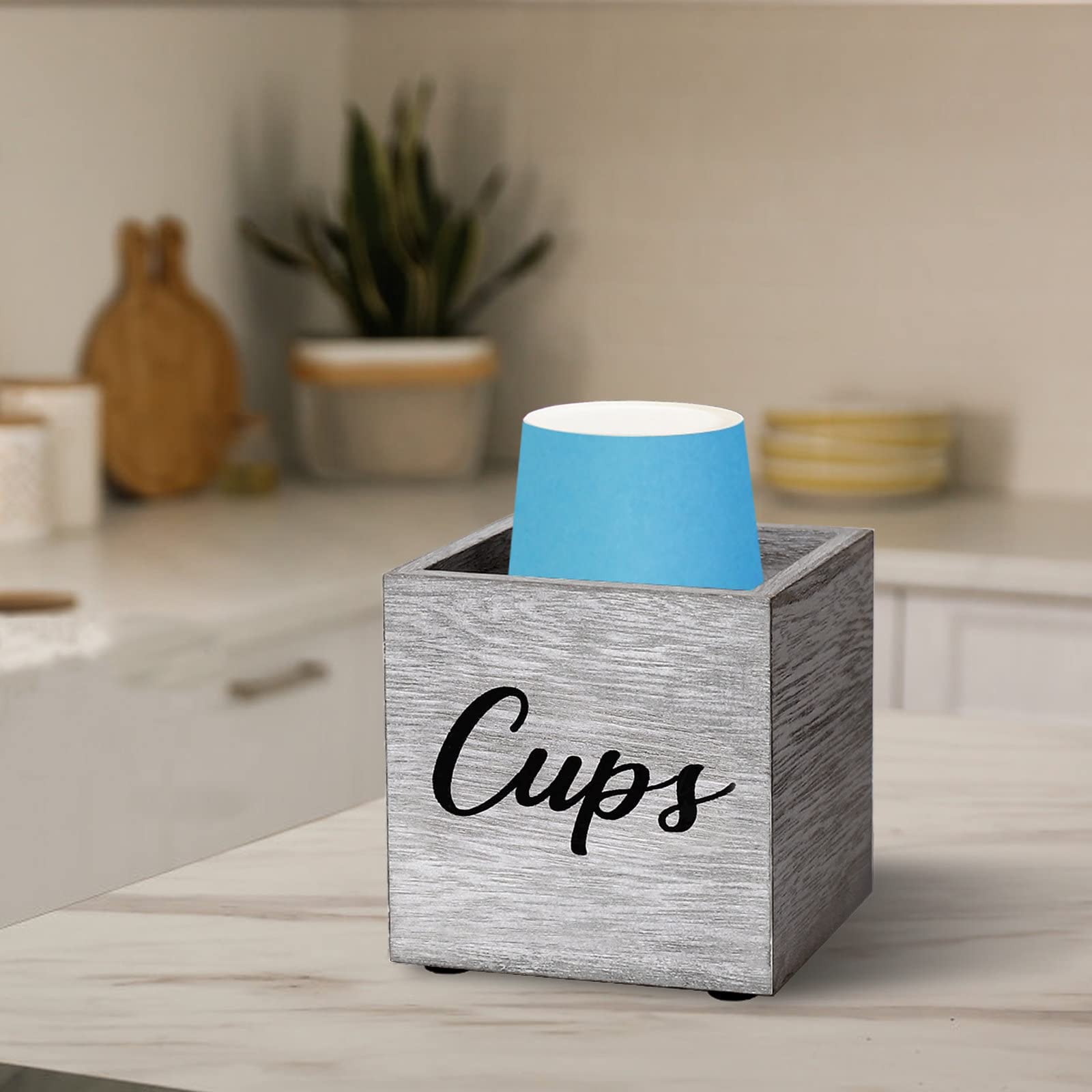 Wooden Cup Dispenser Holder for 3oz-5oz Paper Cups | Bathroom, Kitchen & Party Decor | Farmhouse Style Dixie Cup Organizer for Mouthwash, Coffee & Bar Counter - Perfect for Home, Office & Restaurant Use