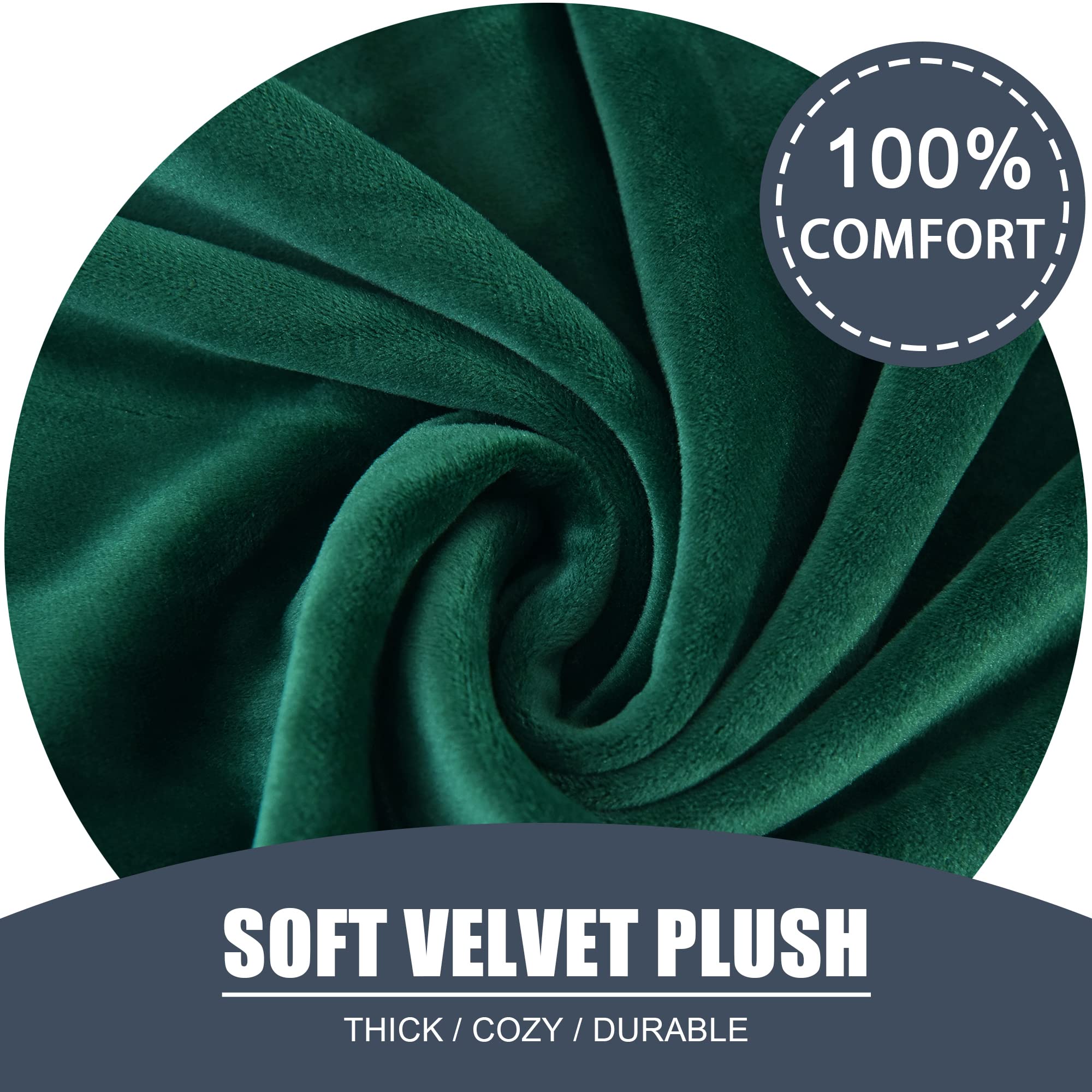 Soft Velvet Plush Stretch Cushion Cover with Elastic Bottom - Green Sofa Slipcover (Set of 2) | Furniture Protector for Living Room, Bedroom & Office