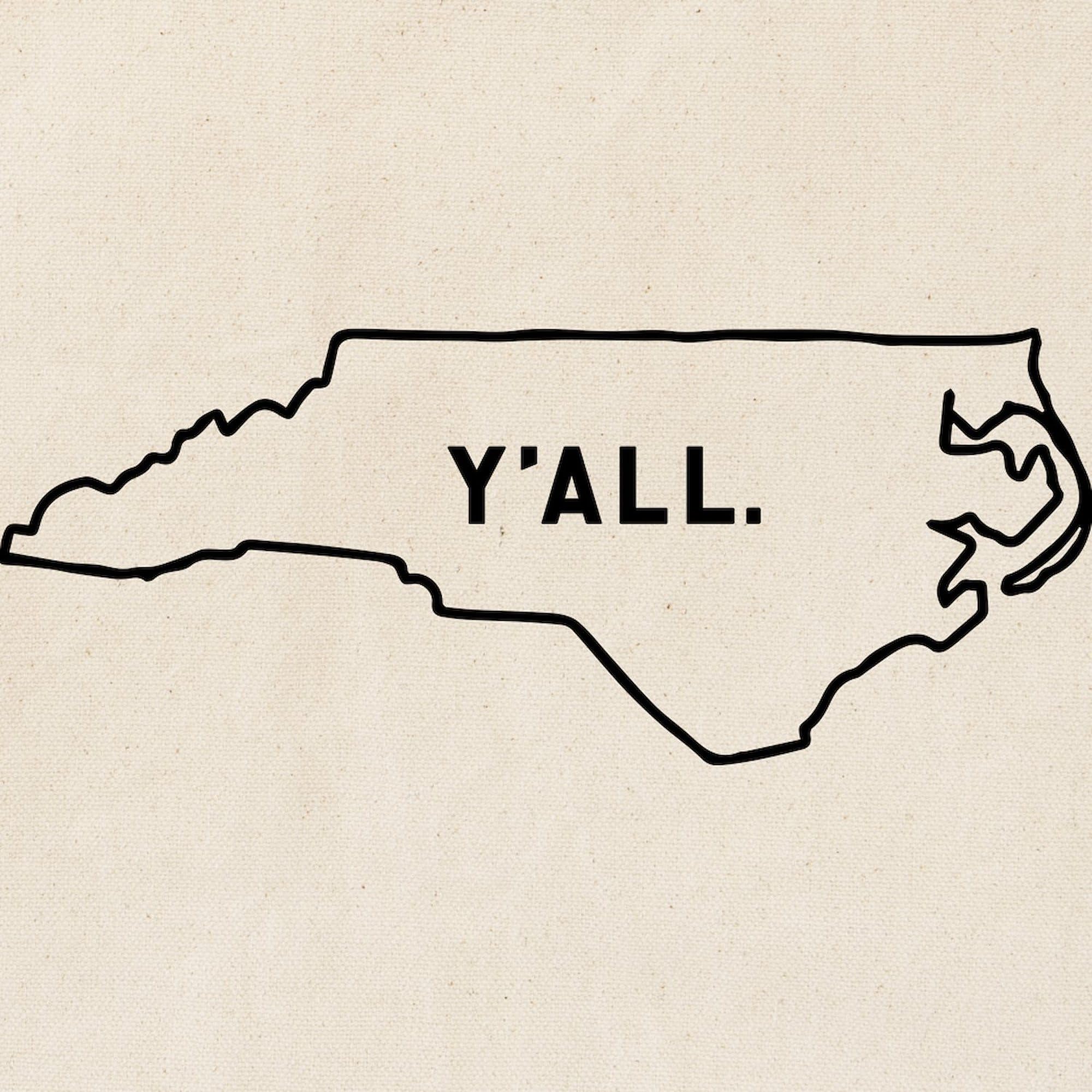 North Carolina Y'all Tote Bag - Natural Canvas Reusable Shopping Bag for Groceries, Beach Trips & Everyday Use