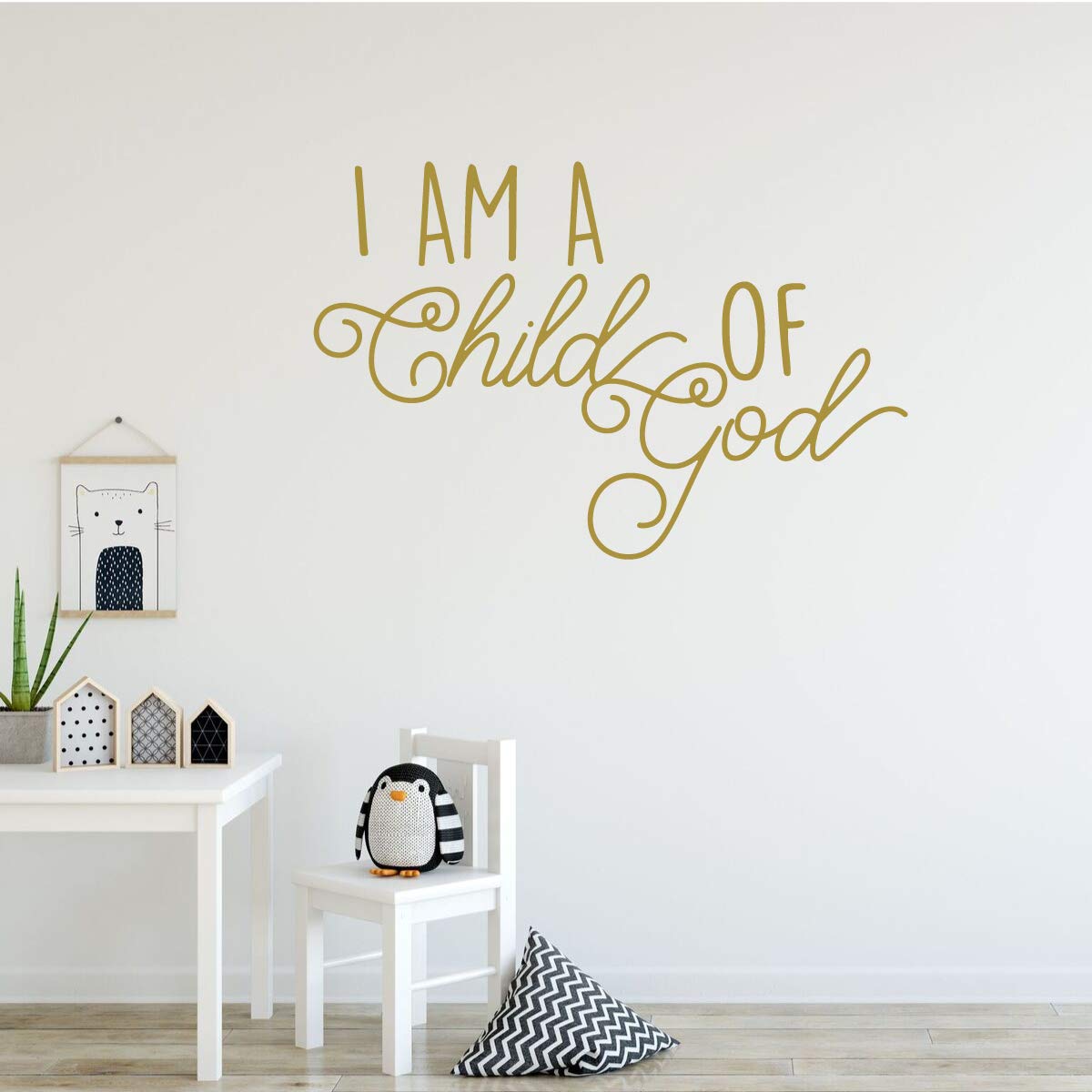 I Am a Child of God Vinyl Wall Decal - Inspirational Christian Home Decor for Playroom, Nursery, Kids Bedroom & Church - Perfect for Sunday School, Baptism Gifts & Faith-Based Room Decor