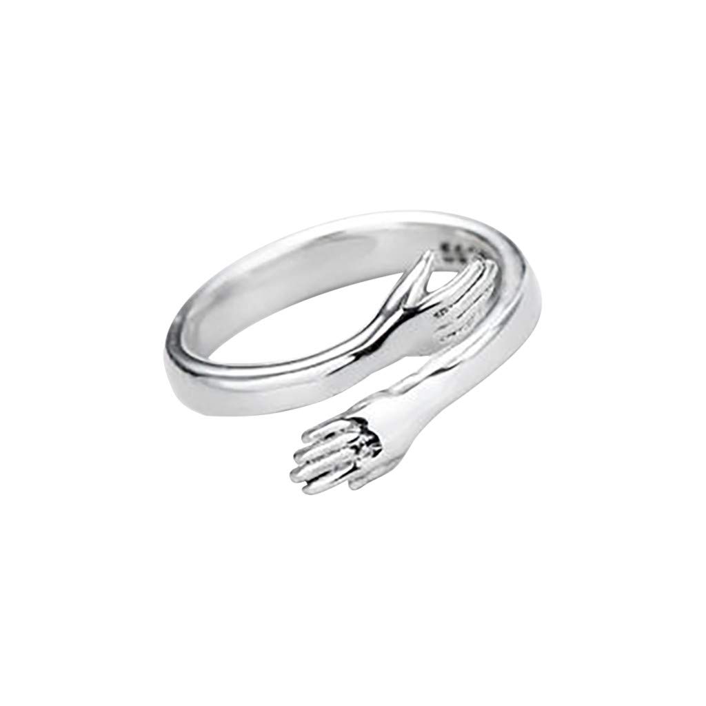 Romantic Hug Hands Couple Ring - Silver-Plated Adjustable Love Ring for Men & Women | Perfect Gift for Lovers & Friends