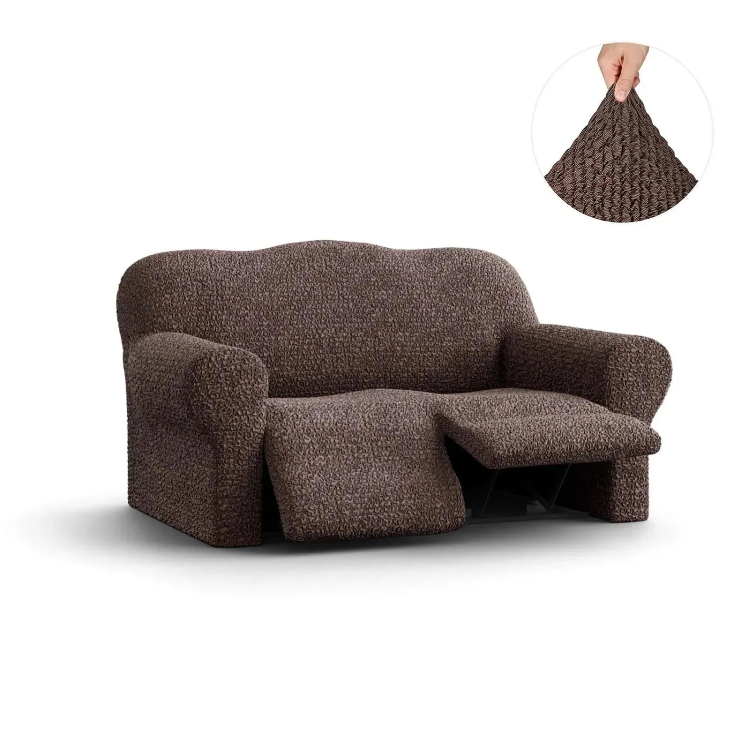 2 Seater Recliner Slipcover - Mille Righe Collection | Stretchable Sofa Cover for Living Room, Home Theater & Family Room Protection