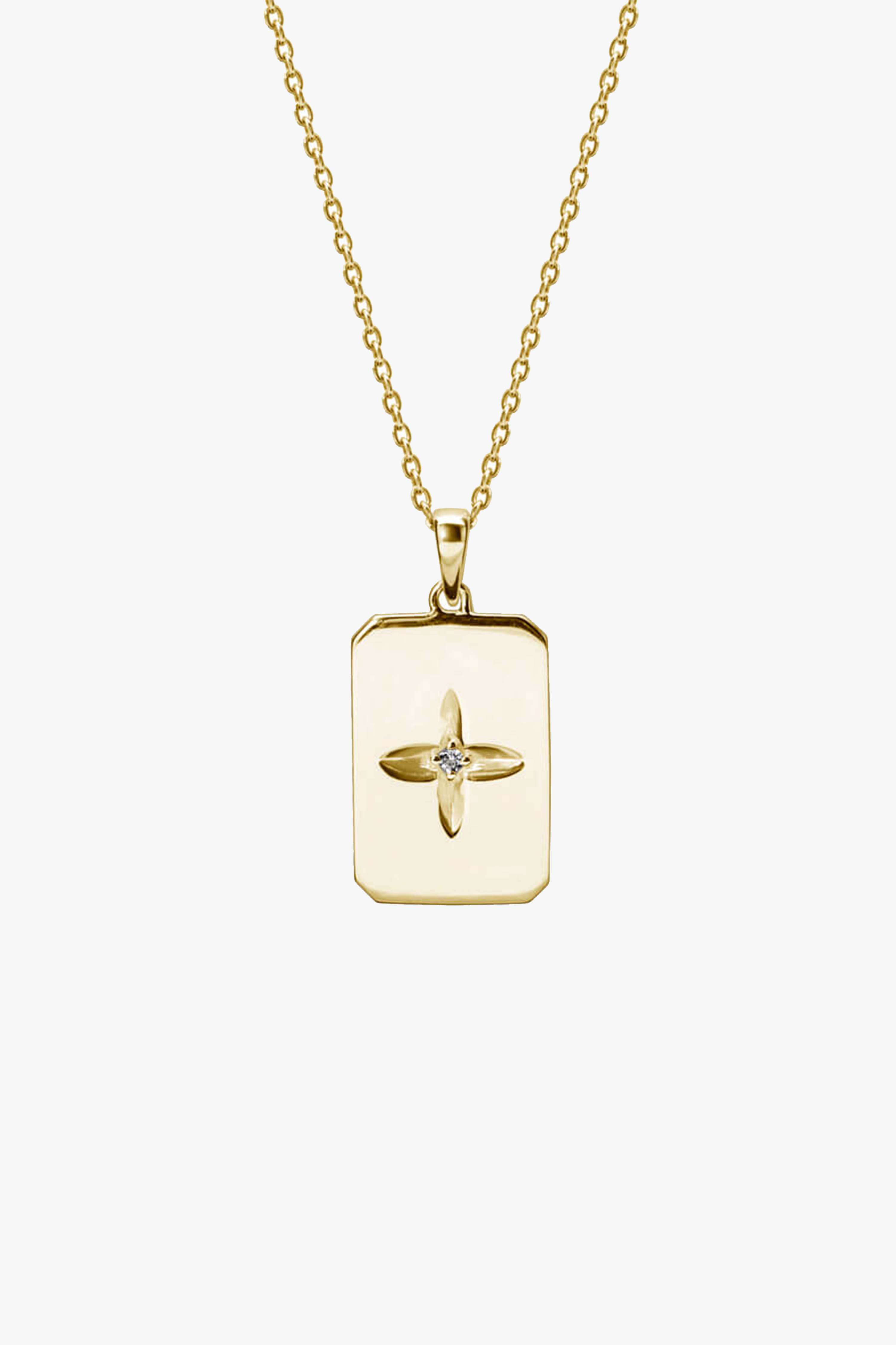 18k Gold Plated Rectangle EOL Necklace for Women - Elegant Clover Pendant Jewelry Gift for Birthday, Anniversary & Valentine's Day