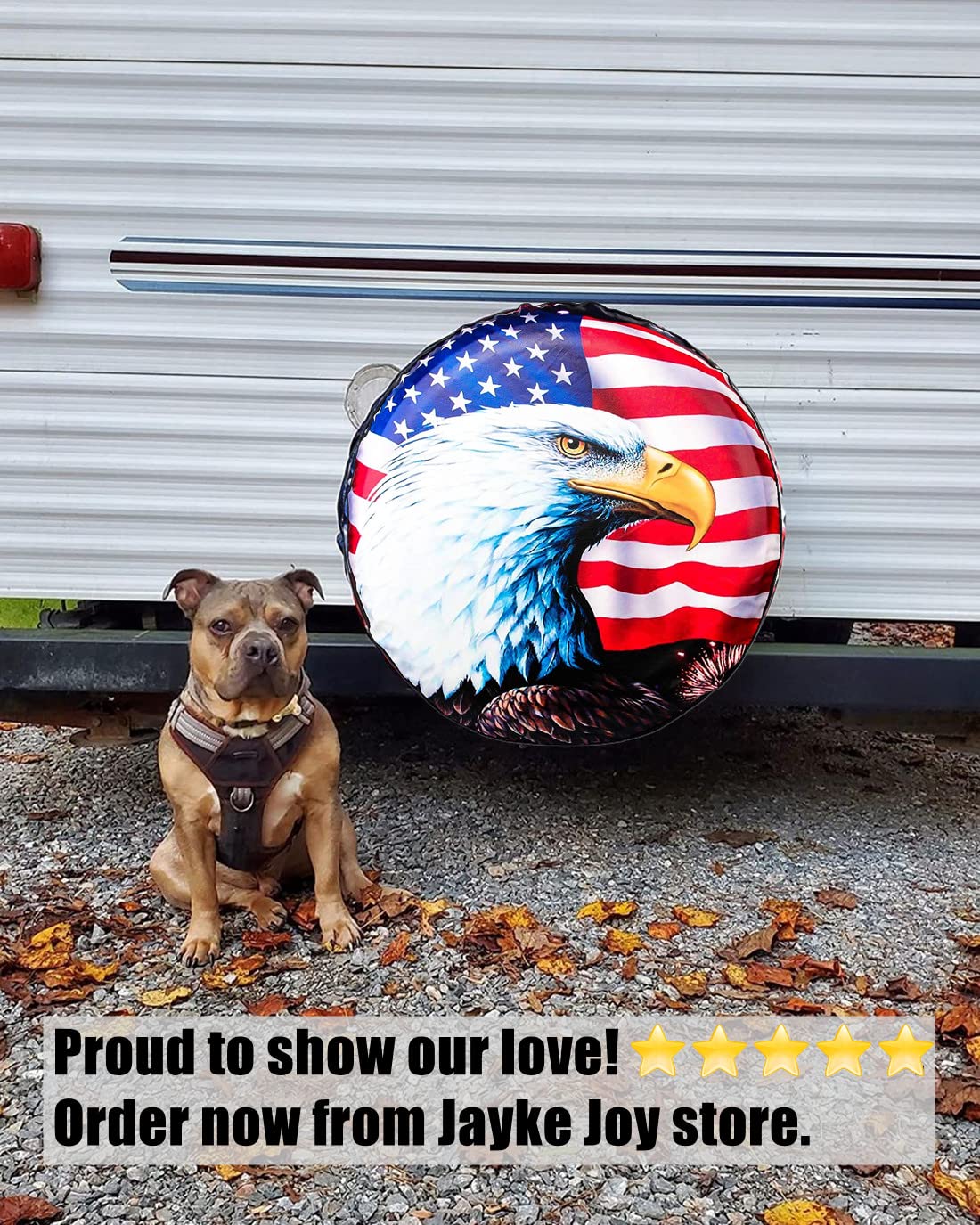 American Flag Eagle Spare Tire Cover - 18 Inch Waterproof Dust-Proof Wheel Cover for Jeep, Trailer, RV, SUV & Camper Van | Perfect for Off-Road Adventures & Road Trips