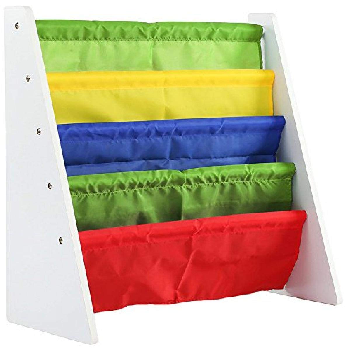 Humble Crew White & Primary Kids Toy Storage Organizer with 12 Plastic Bins & Book Rack - Perfect for Nursery, Playroom & Classroom Organization