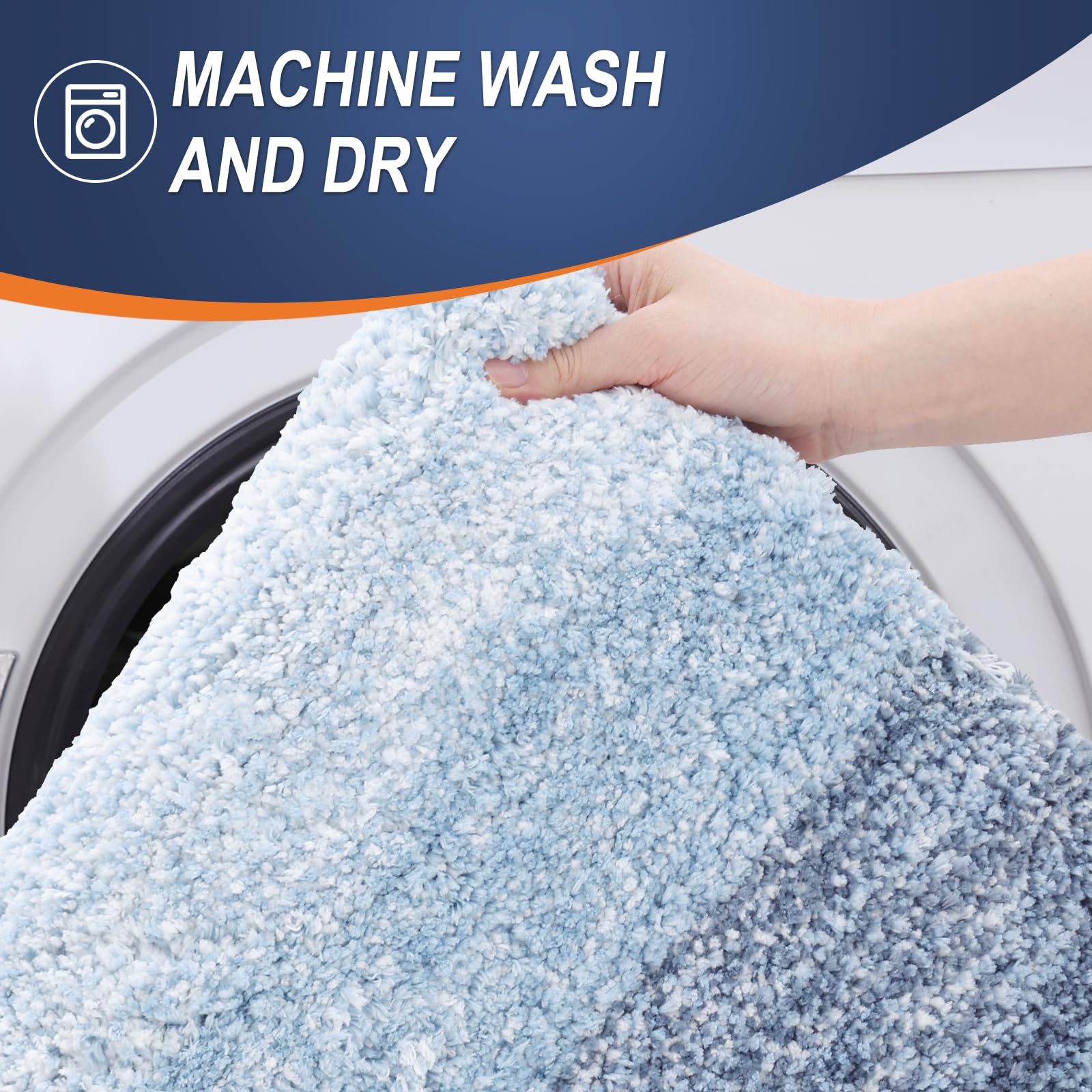 Olanly 2-Piece Soft Absorbent Microfiber Bathroom Rug Set - Non-Slip Machine Washable Plush Shaggy Bath Mats (30