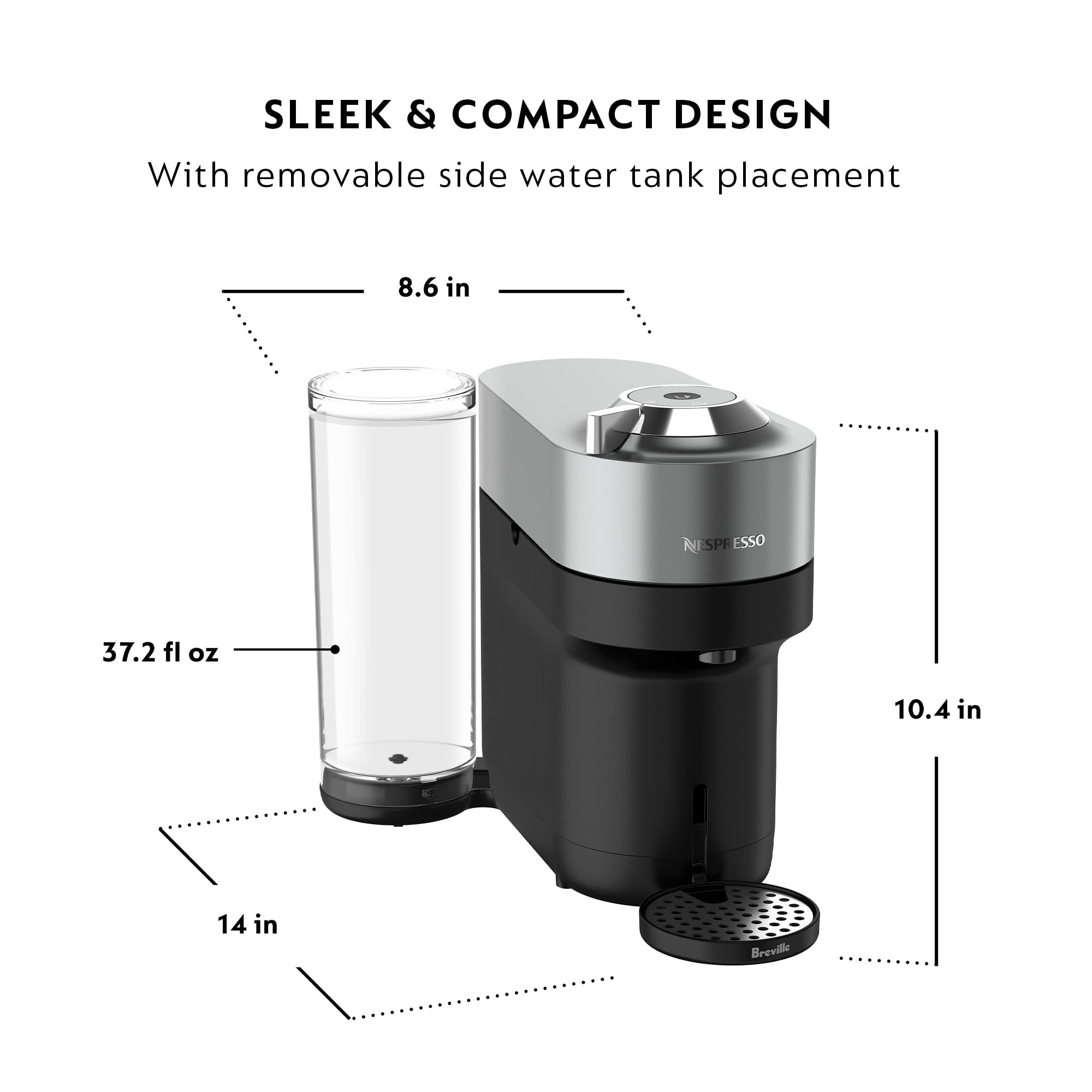 Breville Nespresso Vertuo Pop+ Deluxe Coffee and Espresso Maker - Titan - Perfect for Home, Office & Small Spaces | Fast Brewing & Compact Design