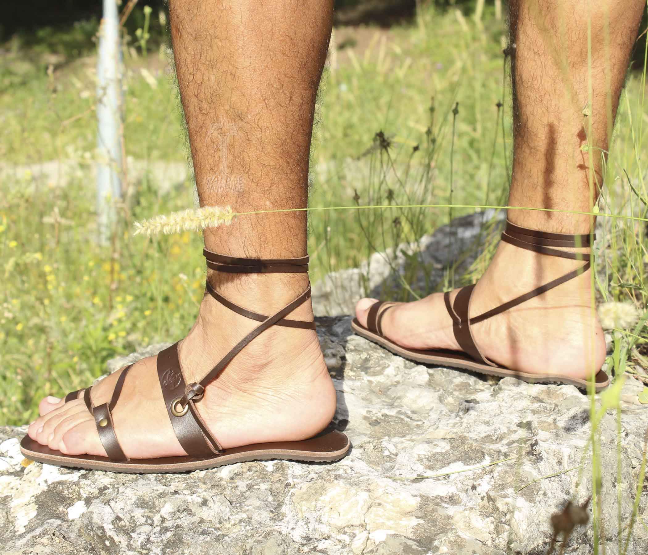 Barefoot Leather Sandals for Men - Minimalist Flat Sandals with Flexible Soles | OLLANTA | Perfect for Yoga, Beach & Casual Walking