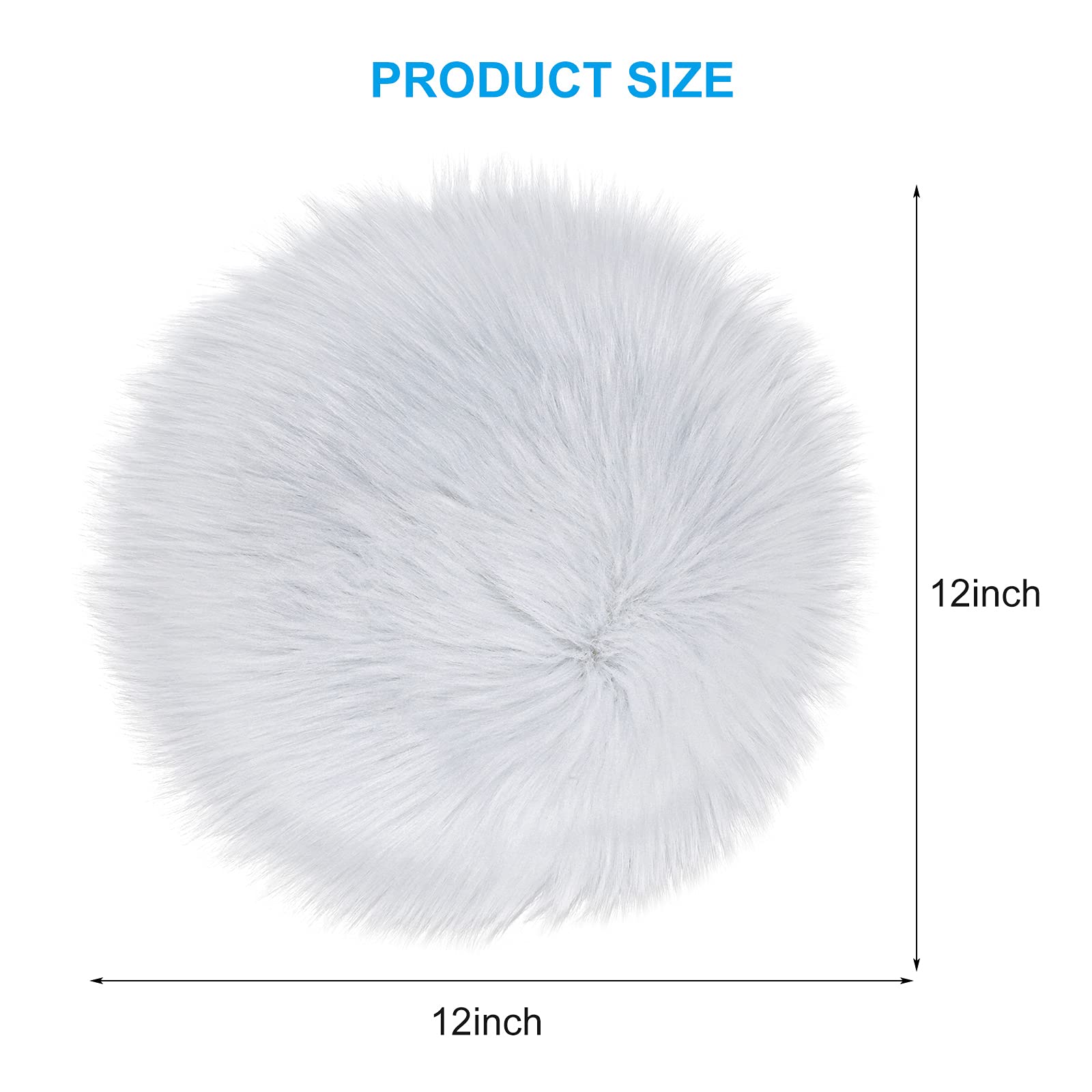 Molain 12-inch Round Faux Fur Chair Pad - Soft Fluffy Seat Cushion Cover & Carpet Mat for Living Room, Bedroom, Office - Perfect as Couch Pad, Photography Background for Jewelry (White)