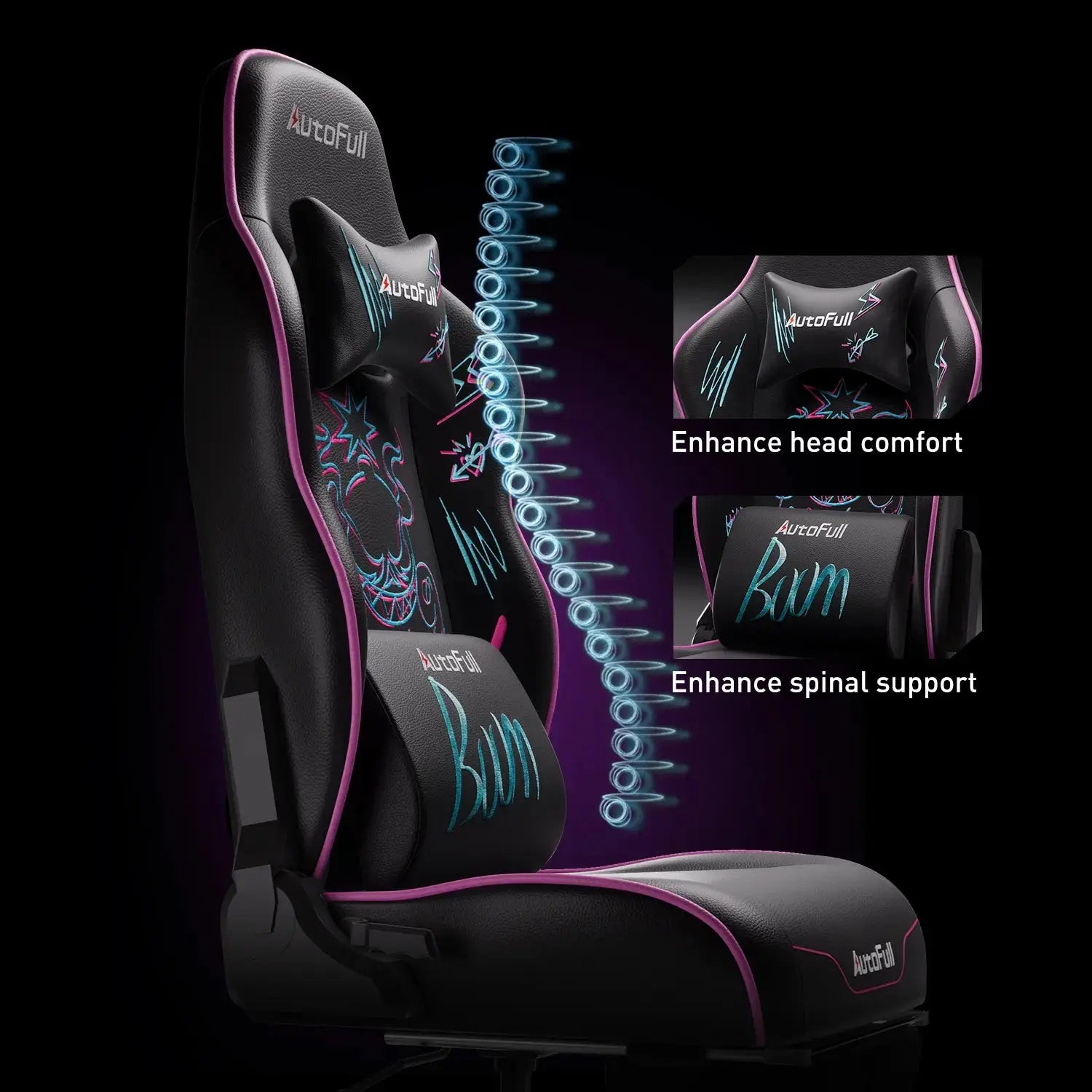 AutoFull C3 Pro Ergonomic Gaming Chair with Upgraded Lumbar Support - Perfect for PC Gaming, Office Work & Home Comfort