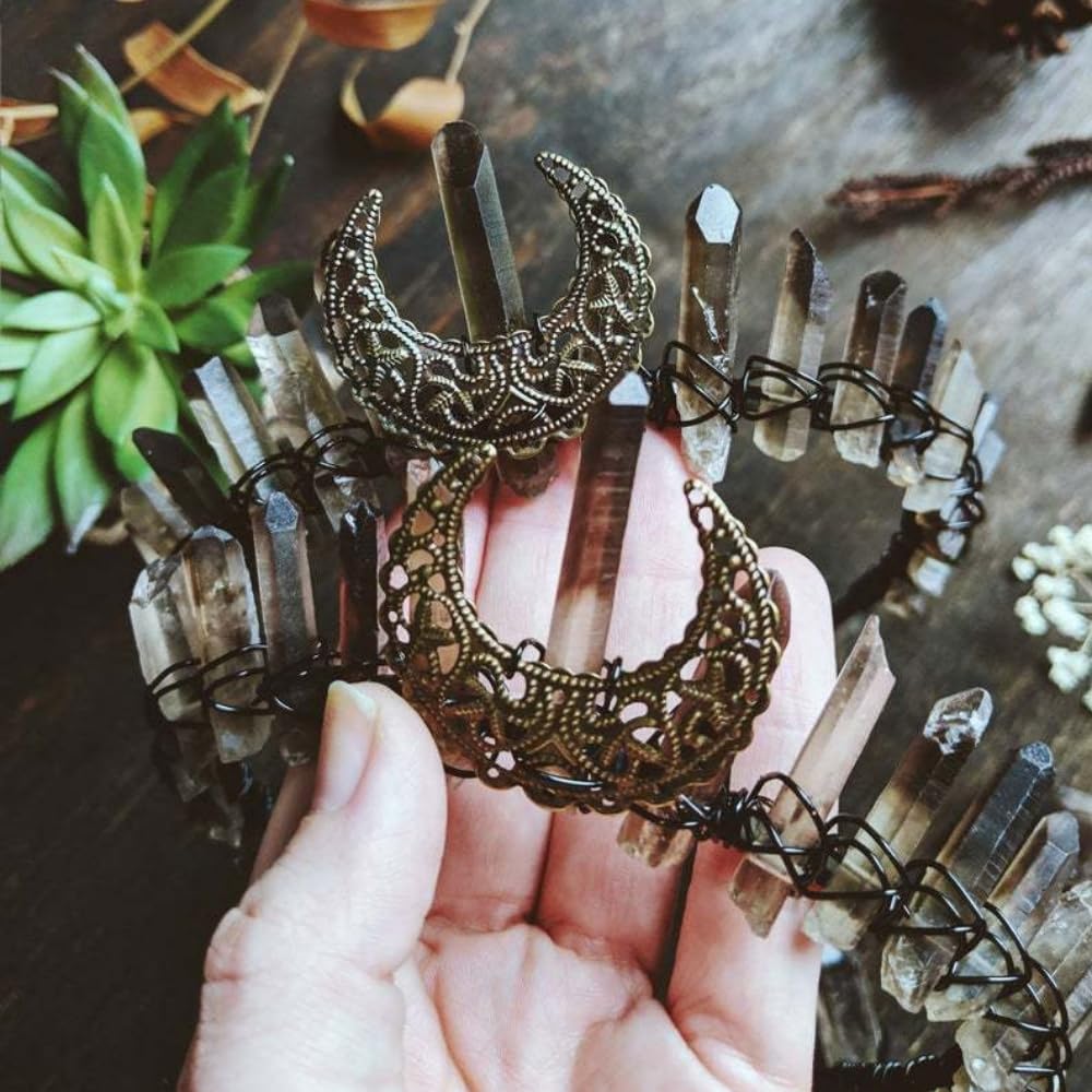 Bubbmi Raw Crystal Tiara Headband - Elegant Quartz Rhinestone Bridal Hairpiece for Weddings, Prom, Photography & Special Occasions | Perfect for Brides, Bridesmaids and Formal Events