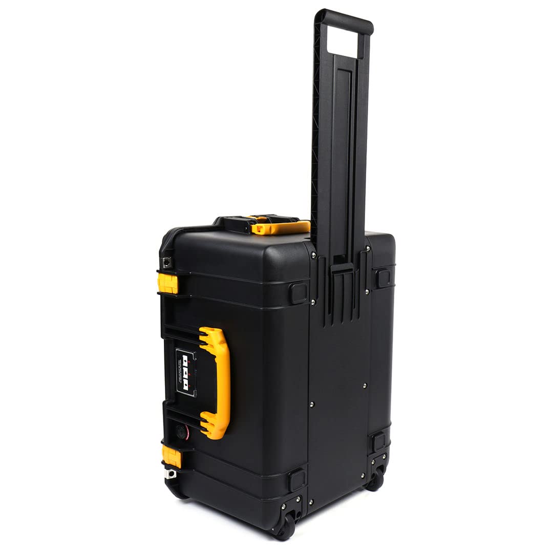 Pelican 1607 Black & Yellow Air Case with Wheels - Empty Hard Protective Case for Travel, Equipment Storage & Outdoor Adventures