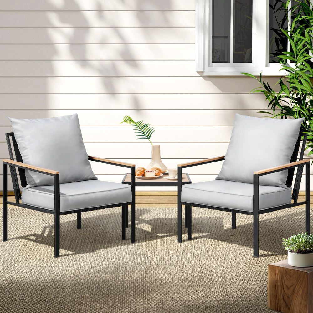 Gardeon 3-Piece Outdoor Patio Furniture Set - Bistro Table and Chairs for Garden, Backyard, Poolside & Balcony Relaxation