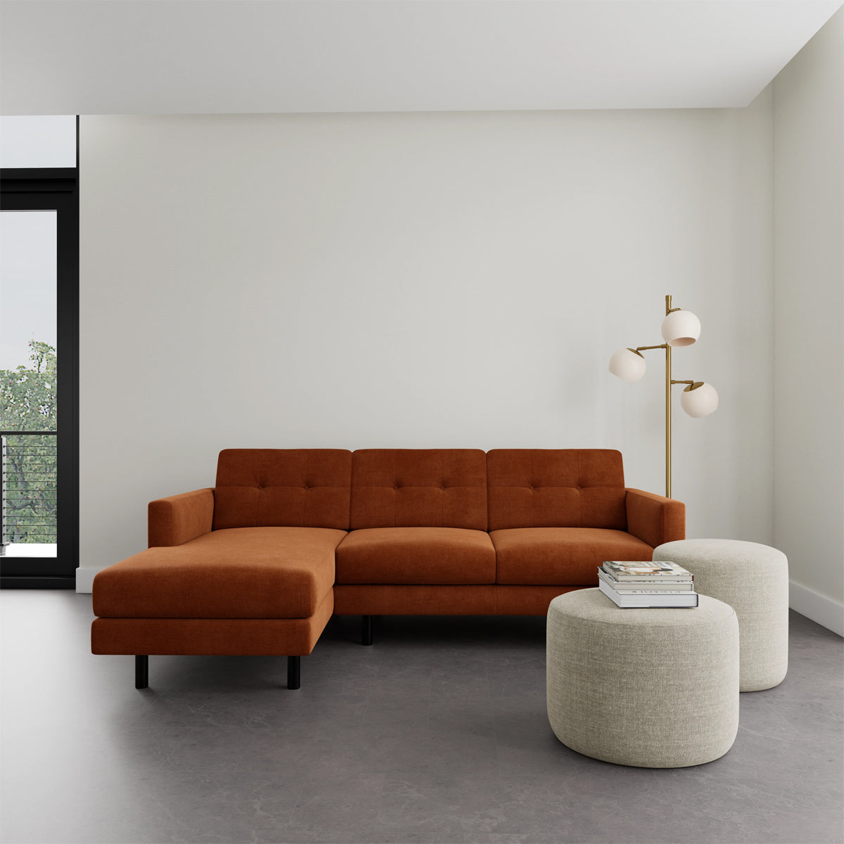 Conrad Fabric Left Chaise Sofa - Modern L-Shaped Sectional Couch with Reversible Chaise Lounge for Living Room, Apartment & Home Theater Comfortable Seating