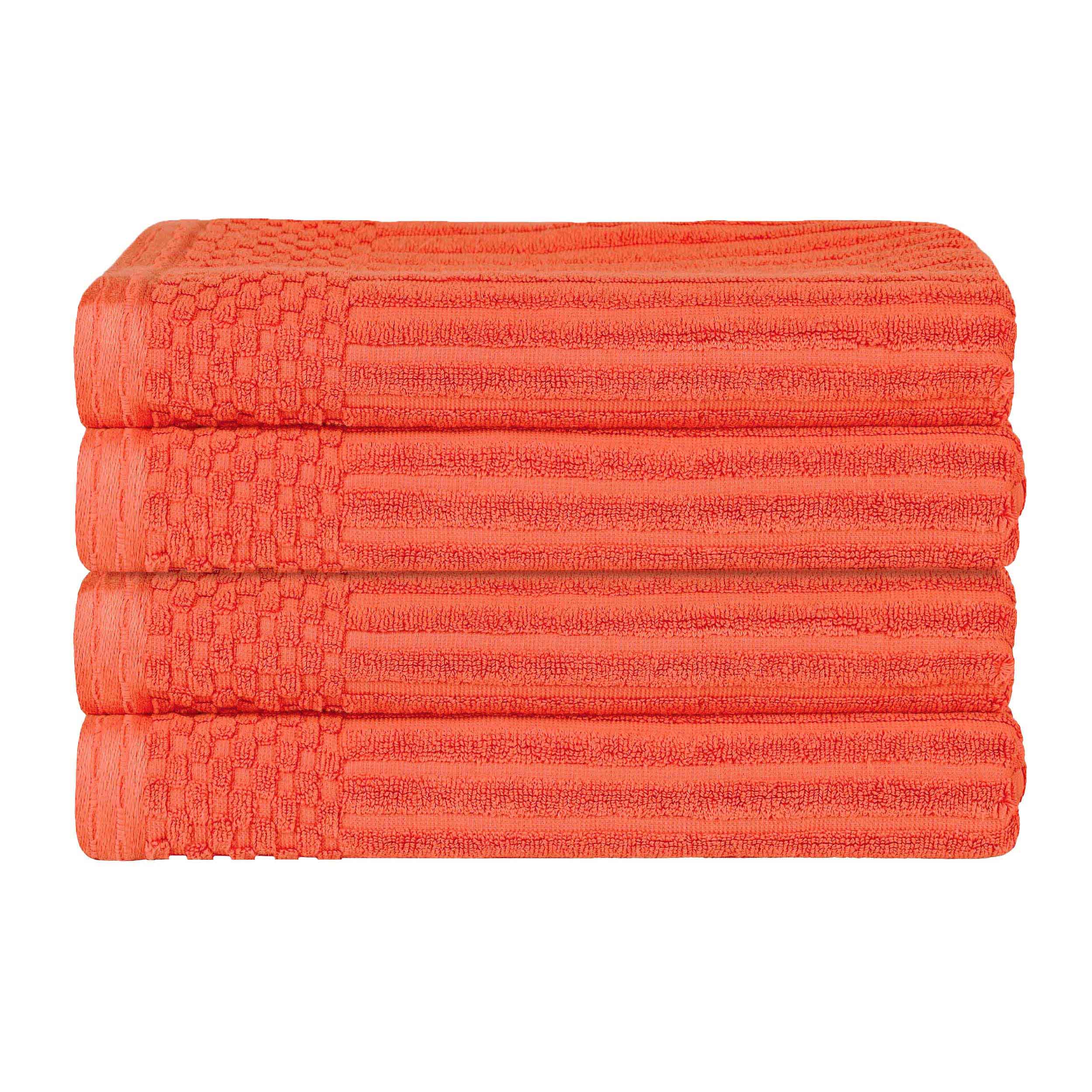 Premium Soho Ribbed Textured Cotton Bath Towels - Ultra Absorbent & Quick Dry - Set of 4 (White) - Luxury Spa, Hotel & Home Bathroom Essentials