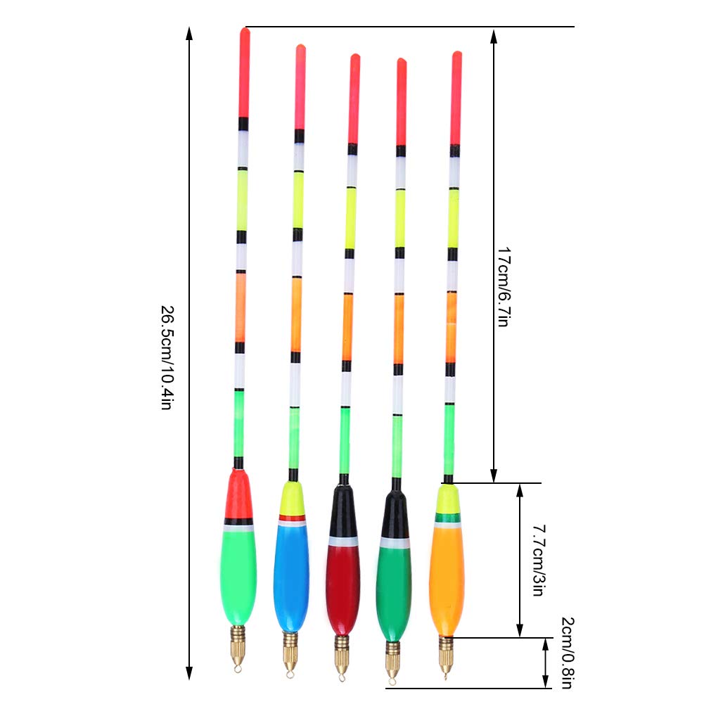 VGEBY 5PCS Balsa Wood Fishing Floats - 3g & 2g Bobbers with Bold Tail for Bite Detection | Durable Angling Equipment for Freshwater & Saltwater Fishing | Ideal for Trout, Bass, and Panfish