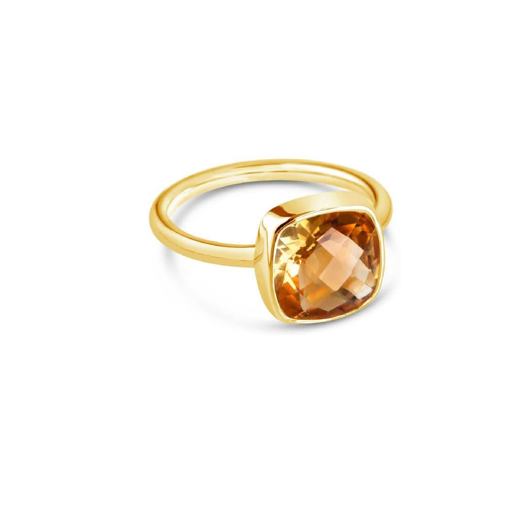 14K Gold Citrine Cocktail Ring for Women - Elegant Statement Jewelry for Parties, Weddings & Special Occasions
