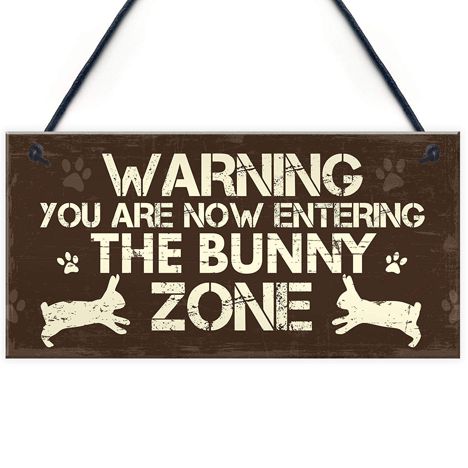 Puernash Funny Bunny Zone Christmas Wood Sign - 5 x 10 Inch Holiday Home Decor for Coffee Shops, Bars & Gifts | Perfect for Farmhouse, Rustic & Pet Lover Spaces