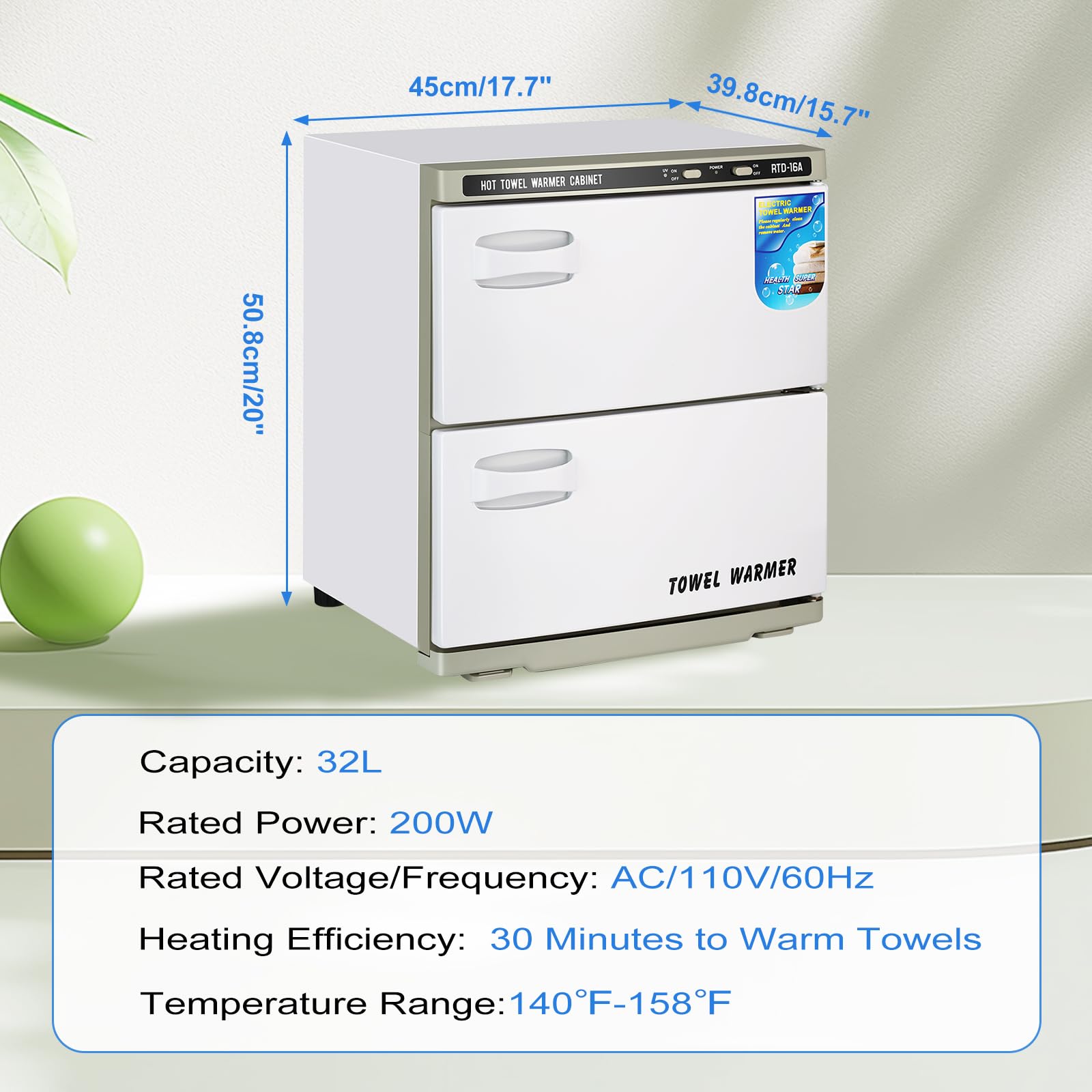 32L Professional Hot Towel Warmer Cabinet - 2-in-1 Heated Towel Storage & Warmer for Spa, Salon & Massage | Perfect for Facial Treatments, Barber Shops & Beauty Clinics | Commercial & Home Use