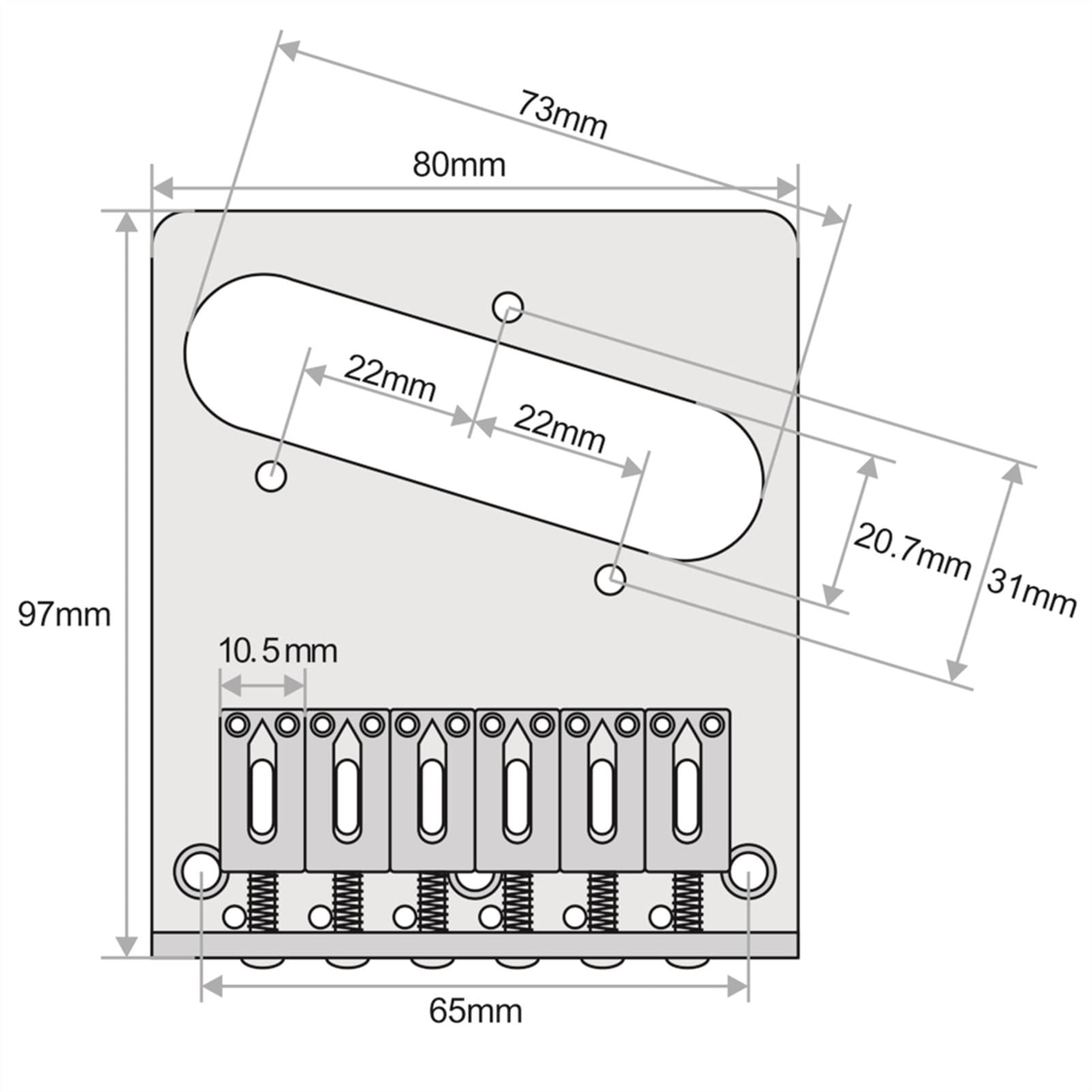 6 Saddles Chrome Guitar Bridge with 10.5mm String Spacing for TL Guitar System - Perfect for Electric Guitar Setup & Replacement Parts