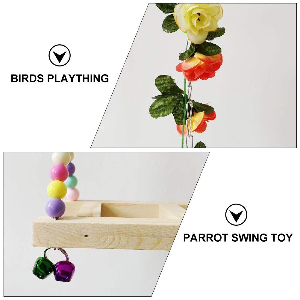 Baluue Large Wooden Bird Swing Stand - Chew Toy for Parrots, Cockatiels & Large Birds - Stainless Steel Cage Accessory for Play & Exercise - Perfect for Parrot Cages & Aviaries