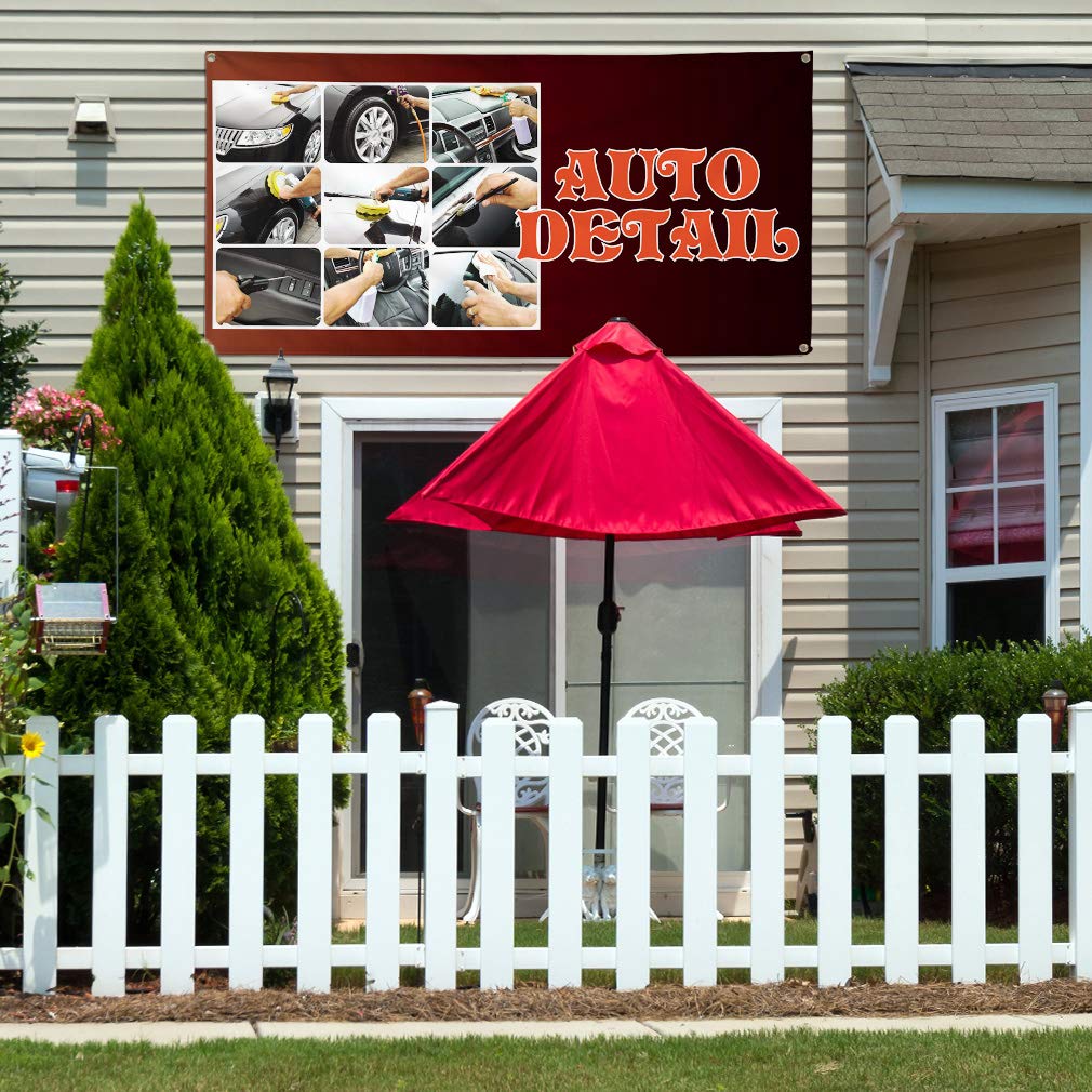 Durable 48x96 Inches Vinyl Banner with 8 Grommets - Weatherproof Outdoor Advertising Sign for Auto Detailing, Industrial Yard & Business Promotion | Perfect for Car Dealerships, Construction Sites & Event Signage